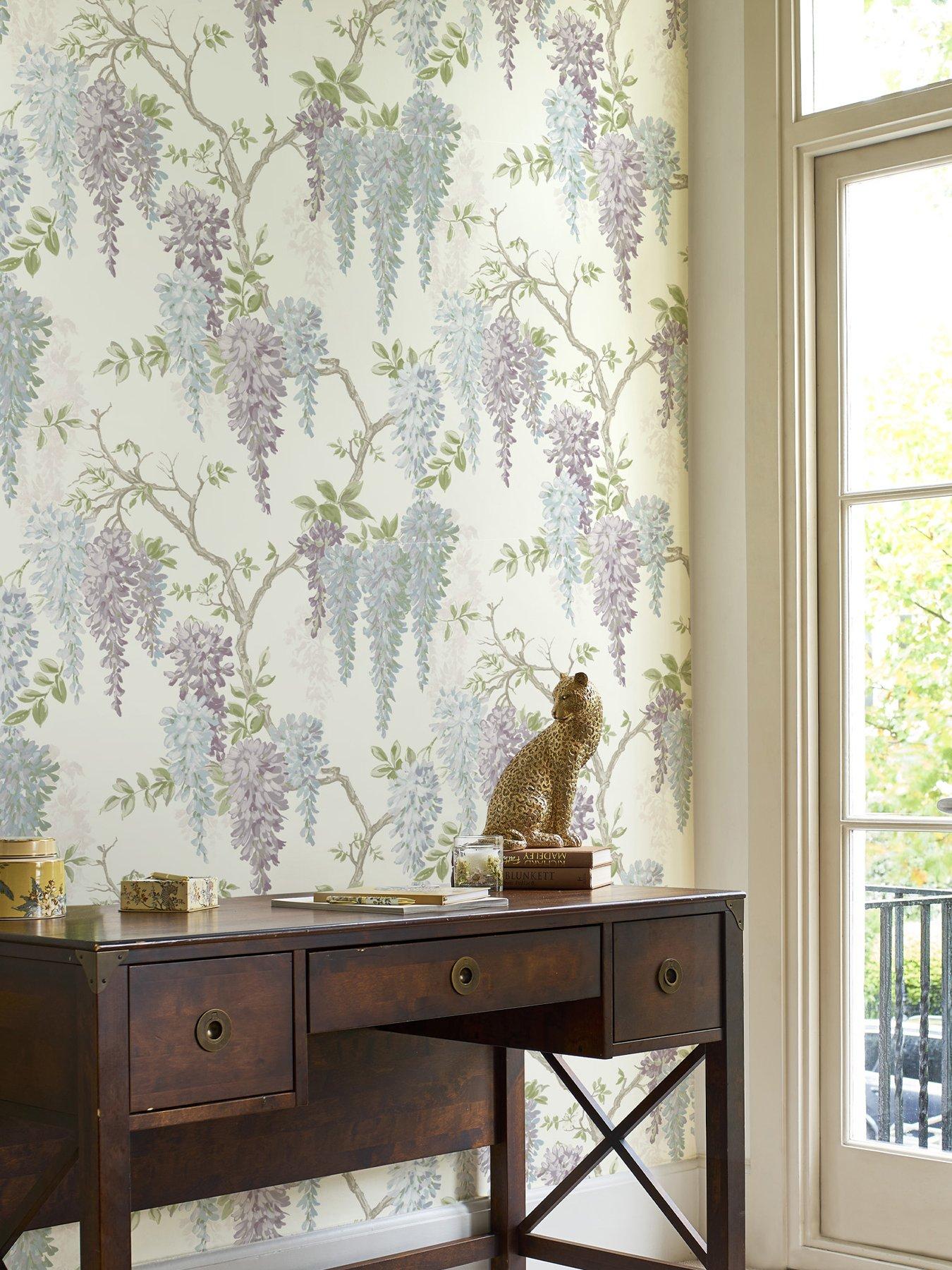 Laura Ashley Wisteria Garden Pale Iris Wallpaper