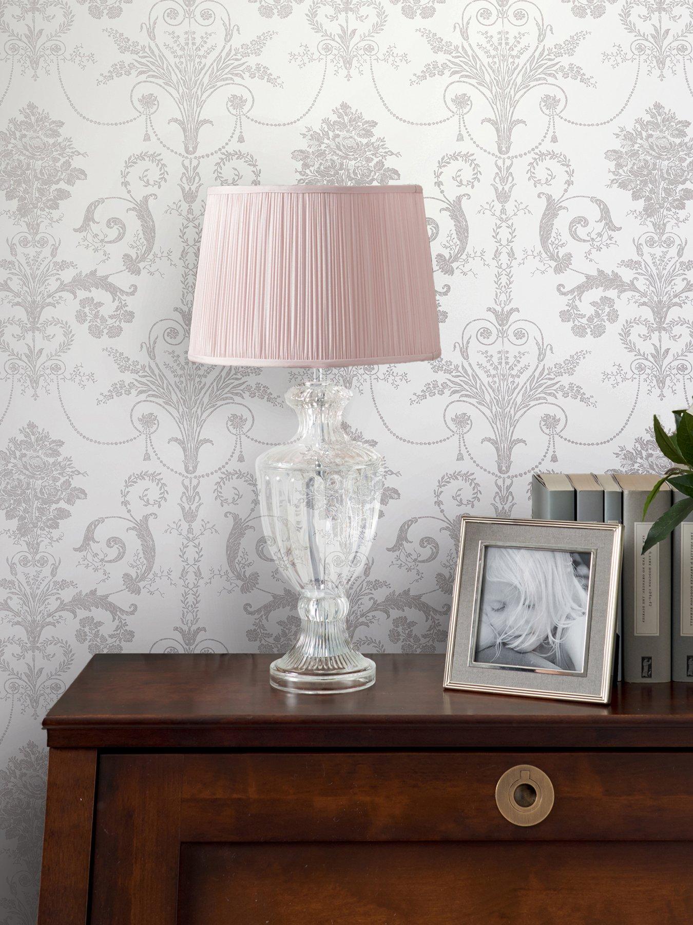 Image 1 of 4 of Laura Ashley Josette Dove Grey / White Wallpaper