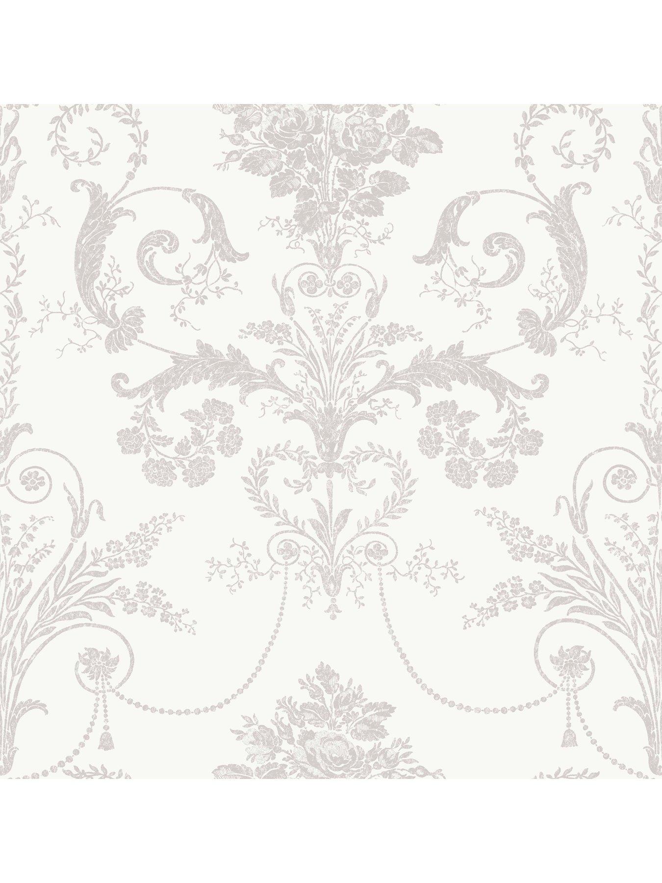 Image 2 of 4 of Laura Ashley Josette Dove Grey / White Wallpaper