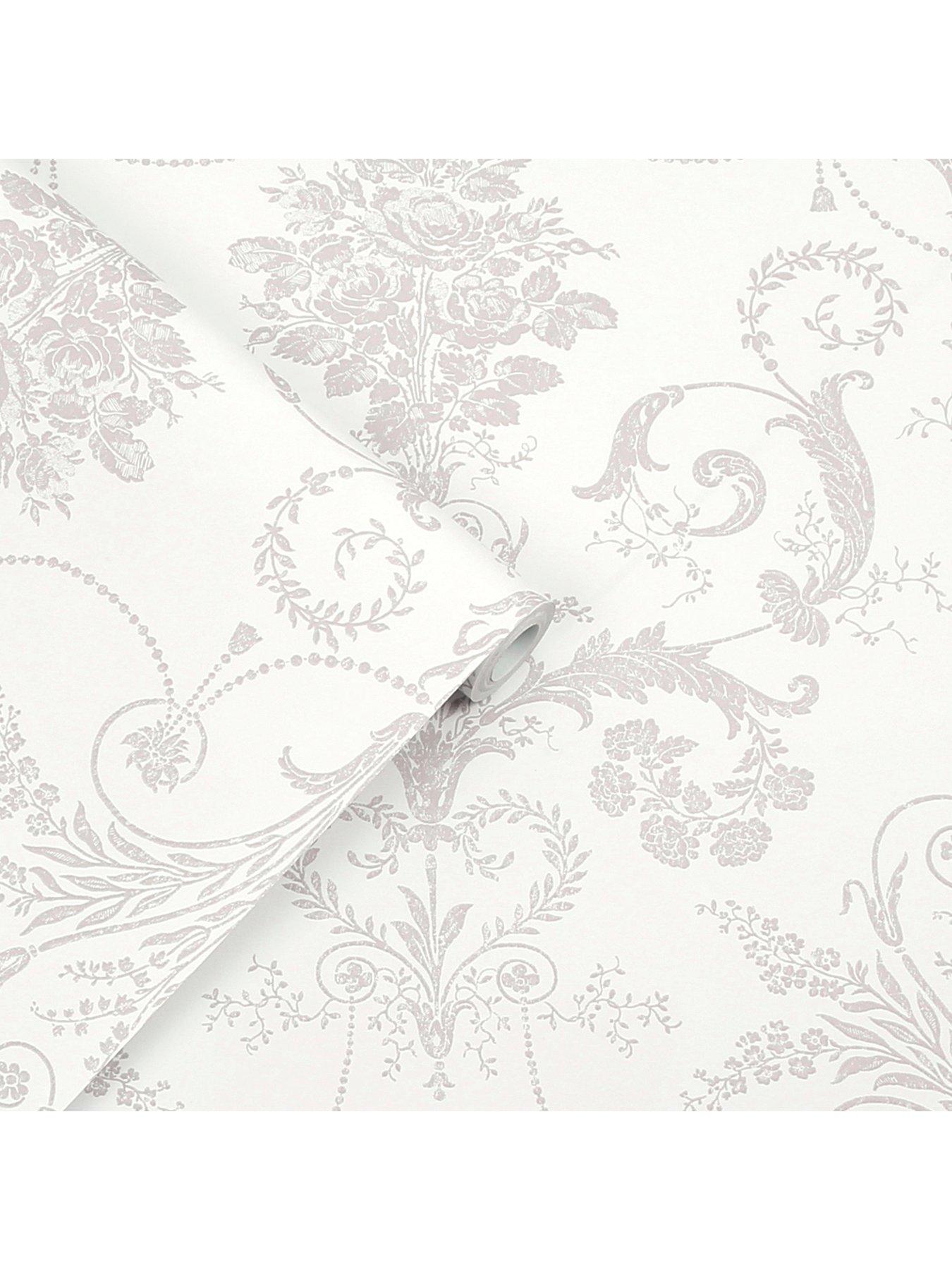 Image 3 of 4 of Laura Ashley Josette Dove Grey / White Wallpaper
