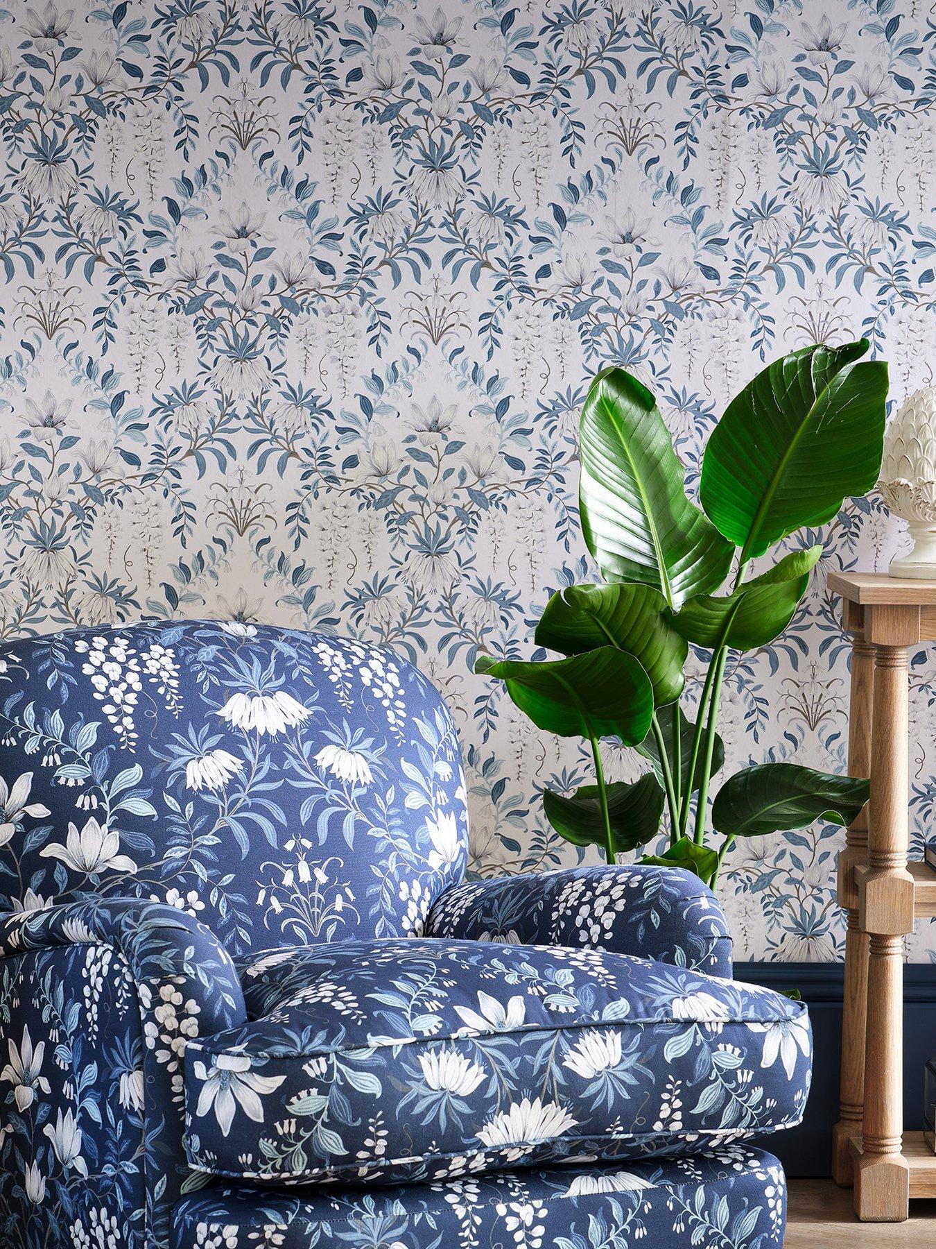 Laura Ashley Laura Ashley Parterre Off White / Seaspray Wallpaper