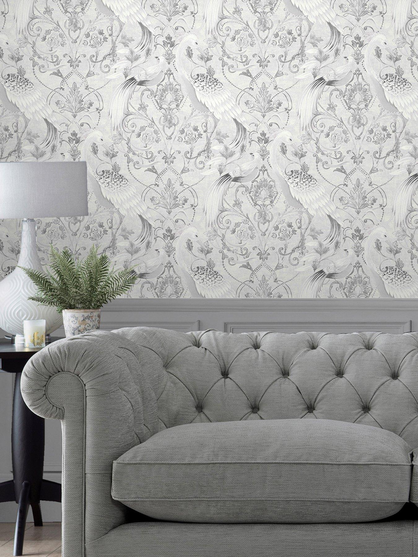Laura Ashley Tregaron Silver Wallpaper