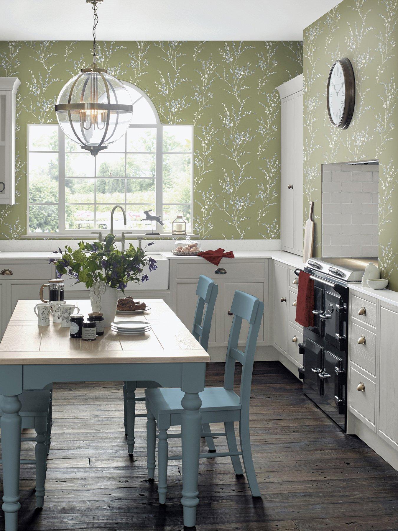 Laura Ashley Pussy Willow Moss Green Wallpaper