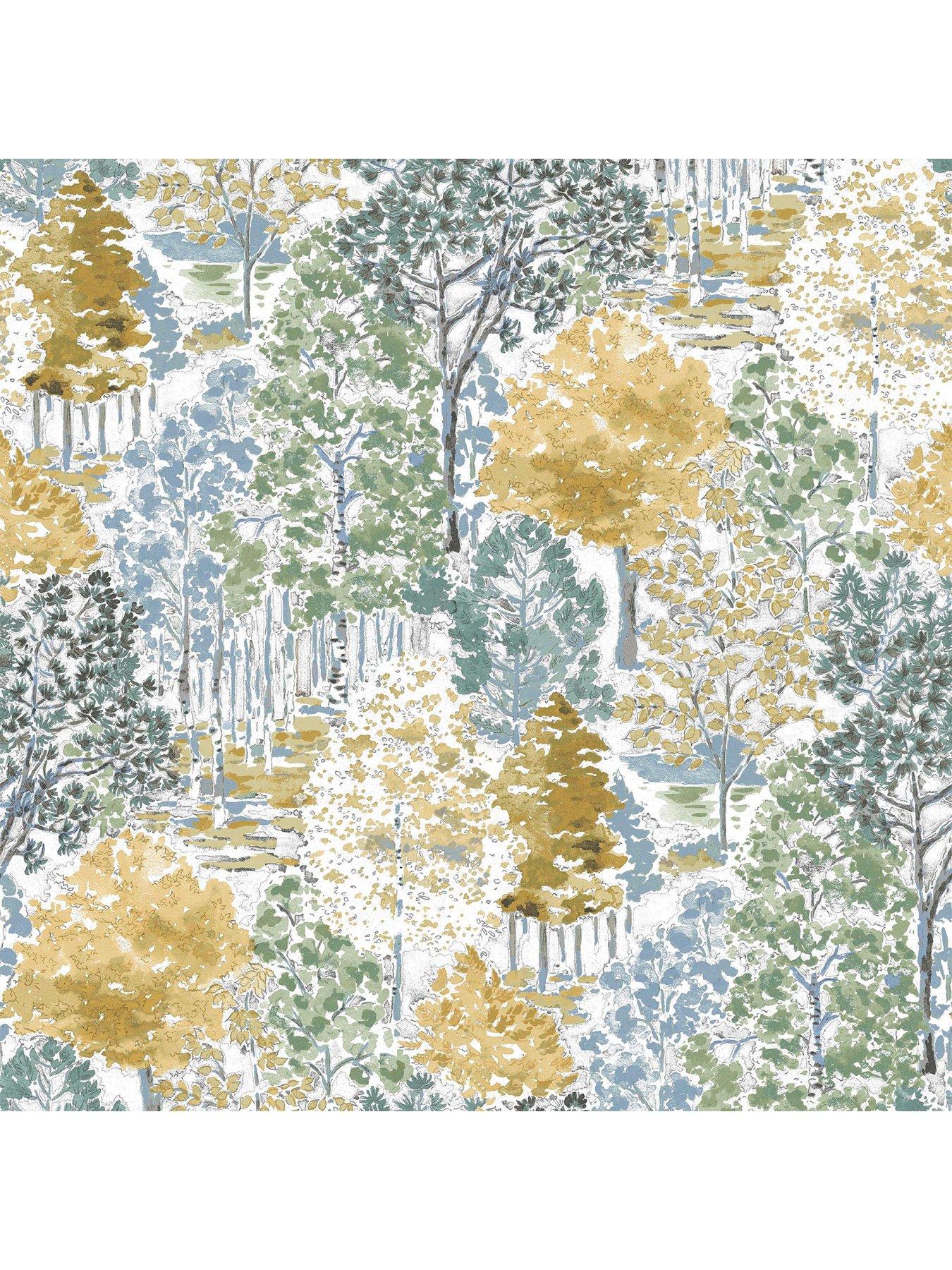 Image 2 of 4 of Laura Ashley Bernwood Ochre Yellow Wallpaper
