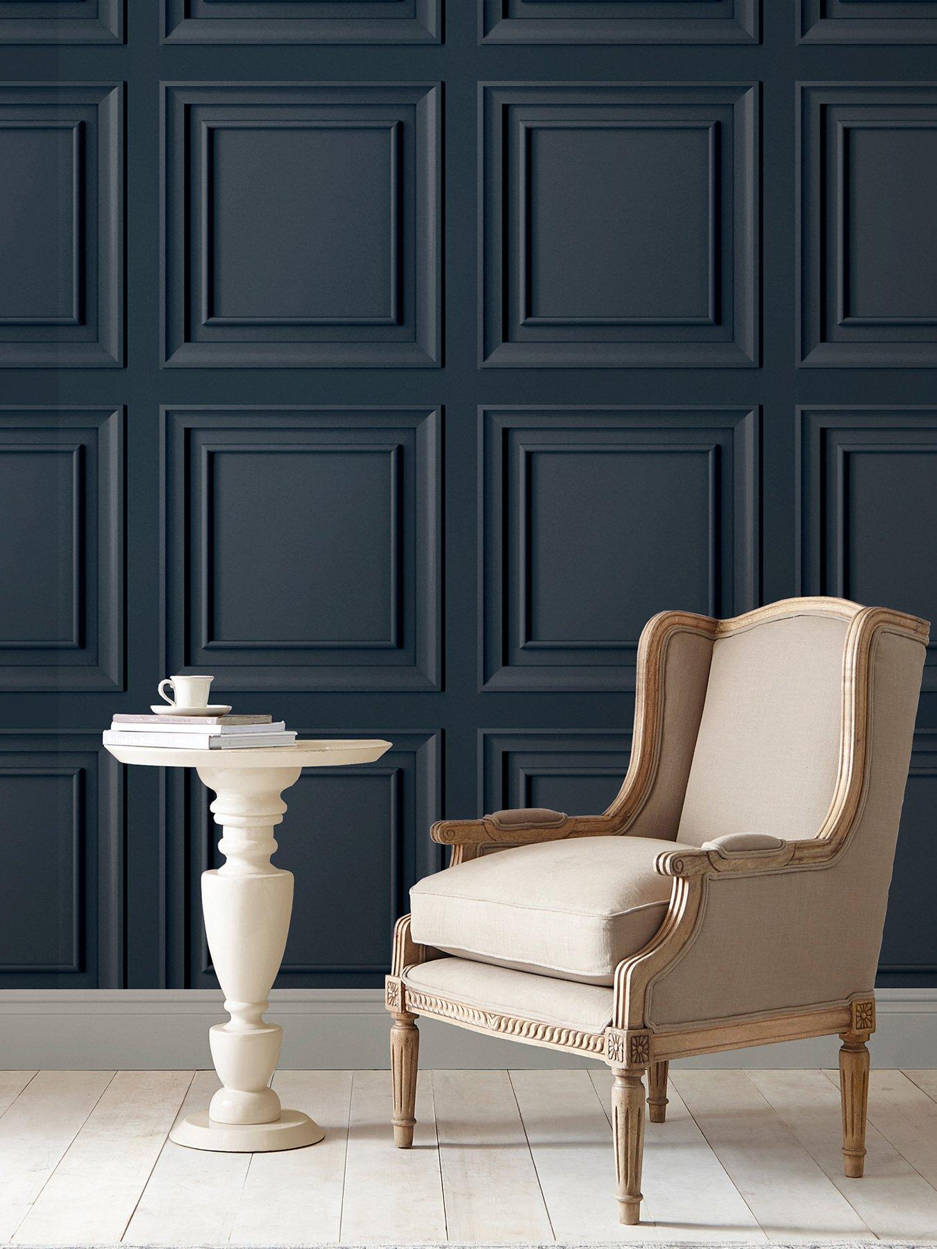 Laura Ashley Redbrook Wood Panel Dark Seaspray Wallpaper
