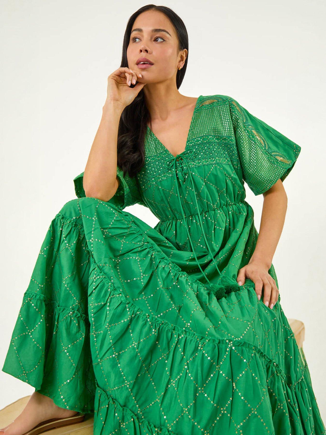 Roman Petite Boho Shimmer Maxi Dress
