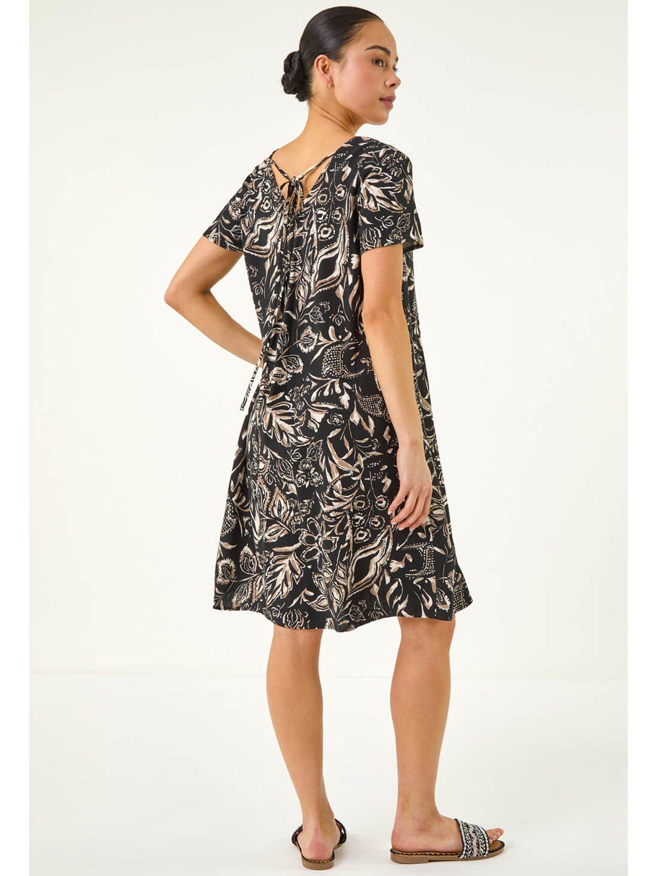 Image 4 of 4 of Roman Petite Print V-neck Swing Dress