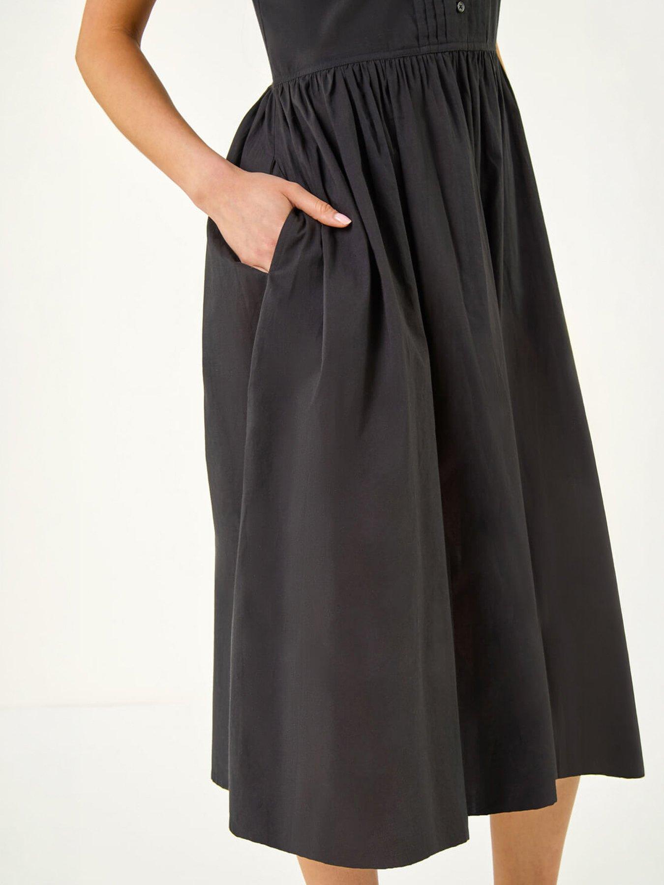 Image 2 of 5 of Roman Petite Cotton Button Front Midi Dress