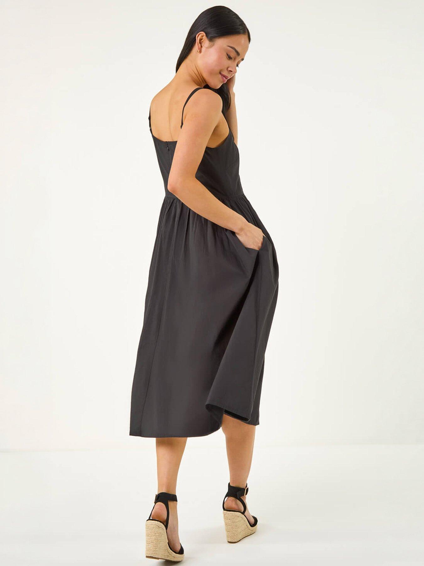 Image 4 of 5 of Roman Petite Cotton Button Front Midi Dress