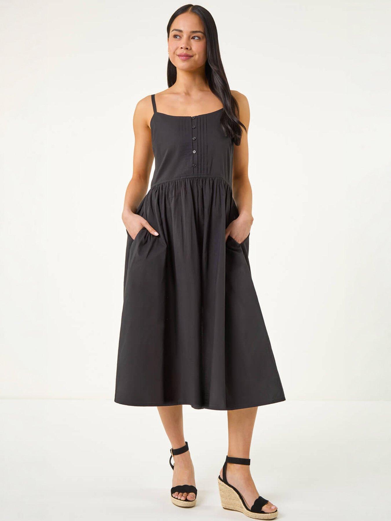 Image 5 of 5 of Roman Petite Cotton Button Front Midi Dress