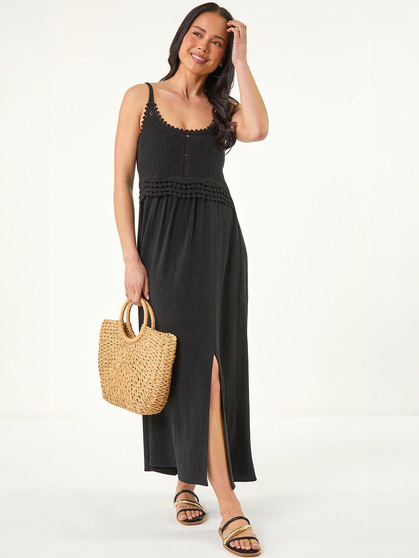Roman Petite Crochet Trim Maxi Dress