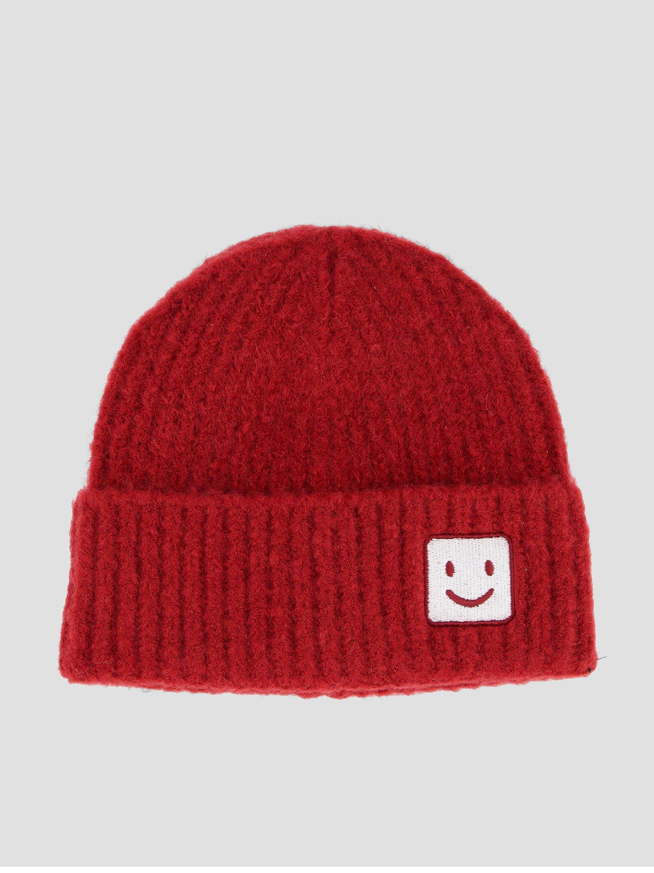 Image 1 of 3 of The Very Collection Unisex Knitted Ribbed Beanie Hat - Red