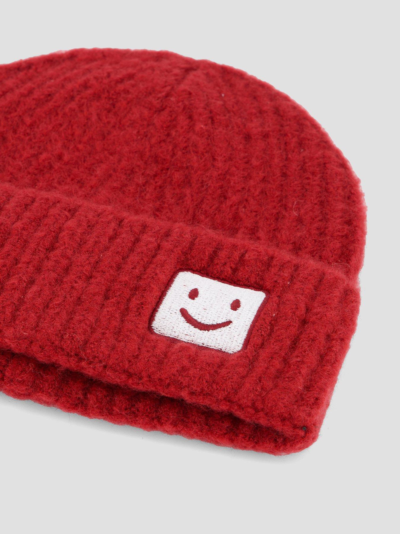 Image 3 of 3 of The Very Collection Unisex Knitted Ribbed Beanie Hat - Red