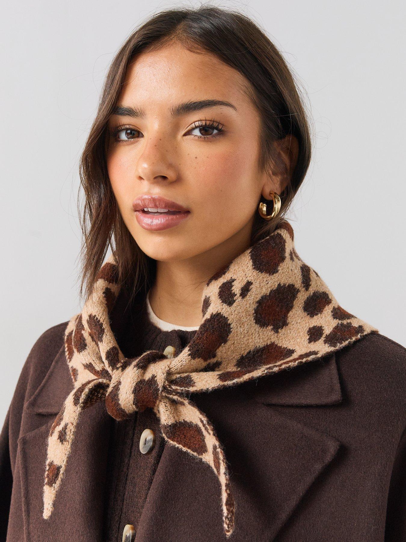 Image 2 of 5 of The Very Collection Girls Leopard Triangle Knit Scarf