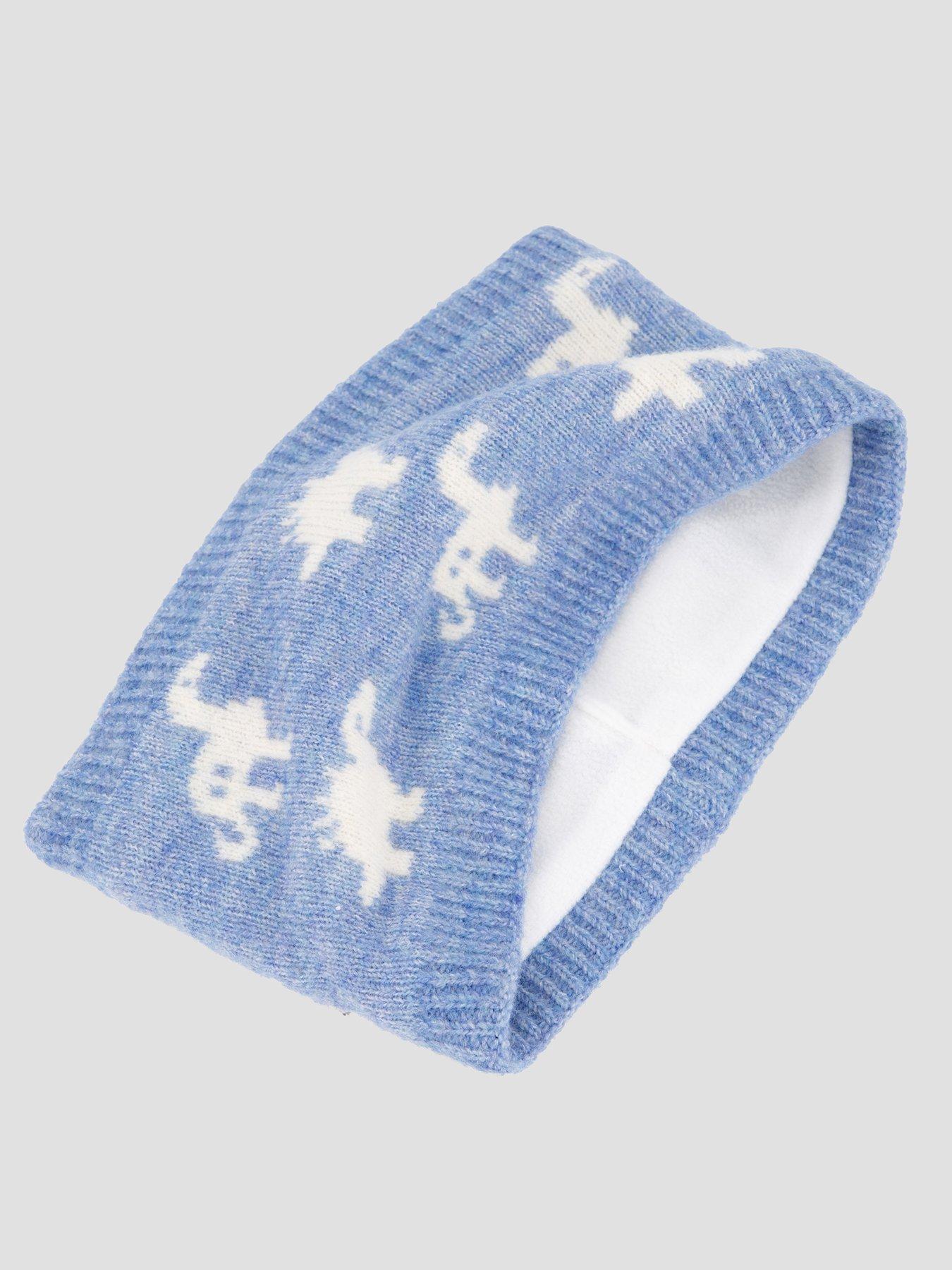 Image 4 of 4 of The Very Collection Toddler Dinosaur Hat, Snood And Mitten Set - Blue