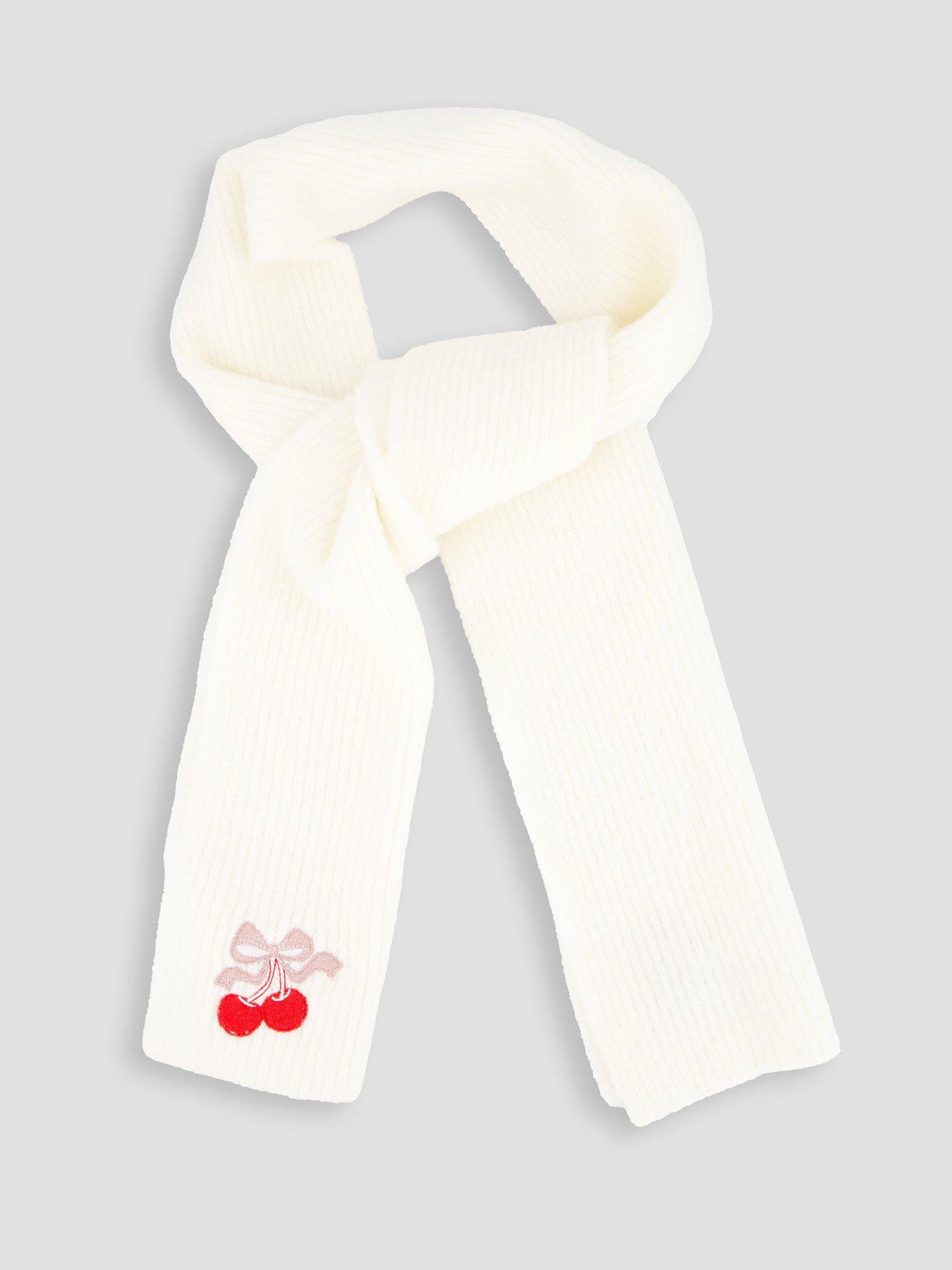 Image 4 of 4 of The Very Collection Girls Cherry Embroidery Hat, Scarf And Glove Set - Cream
