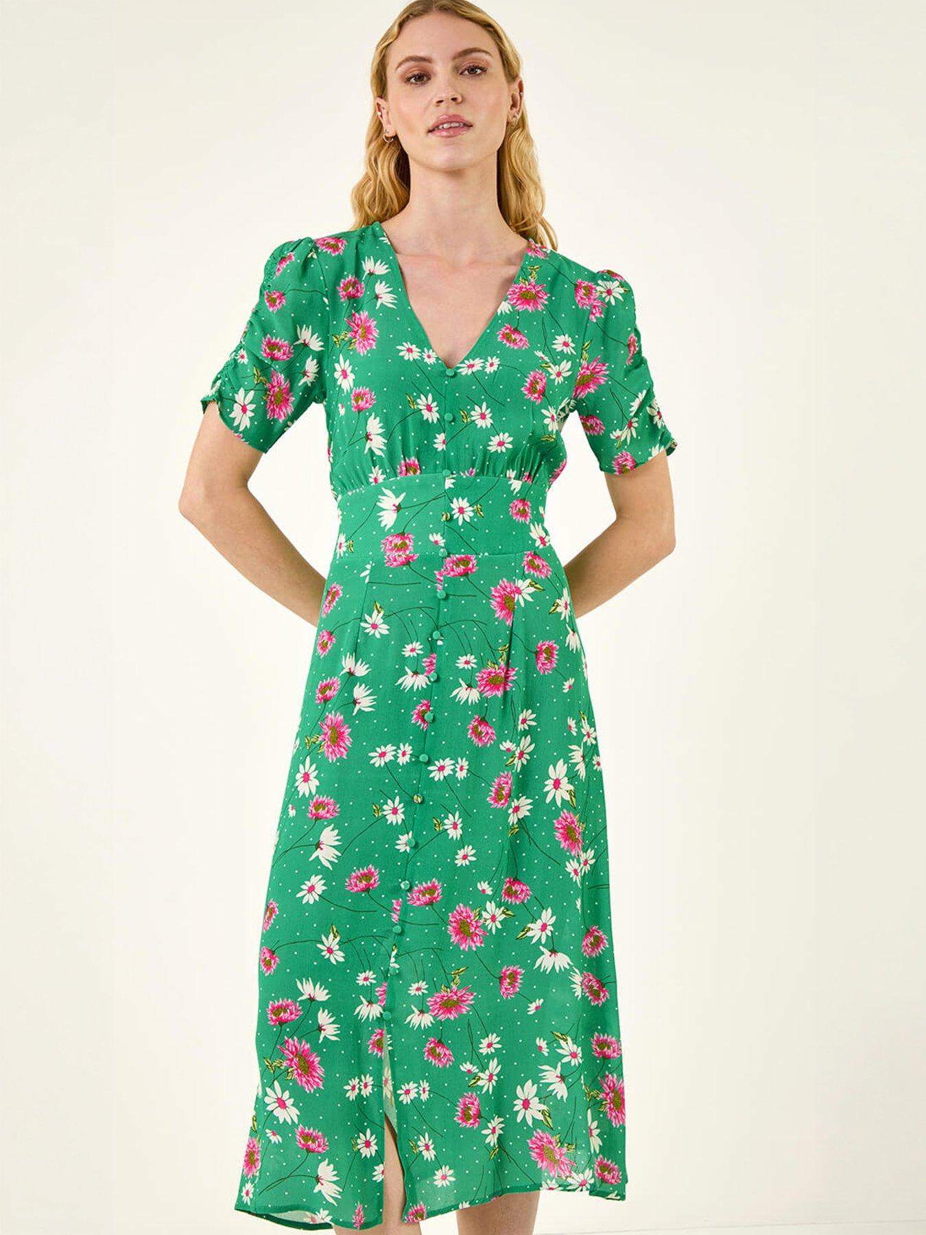 Image 5 of 5 of Roman Floral Ruched Sleeve Dress