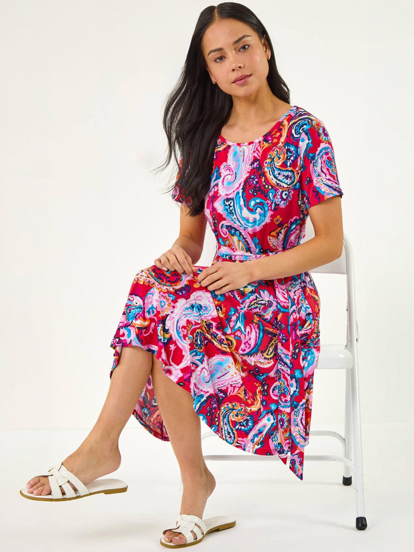 Roman Petite Floral Tie Front Swing Dress