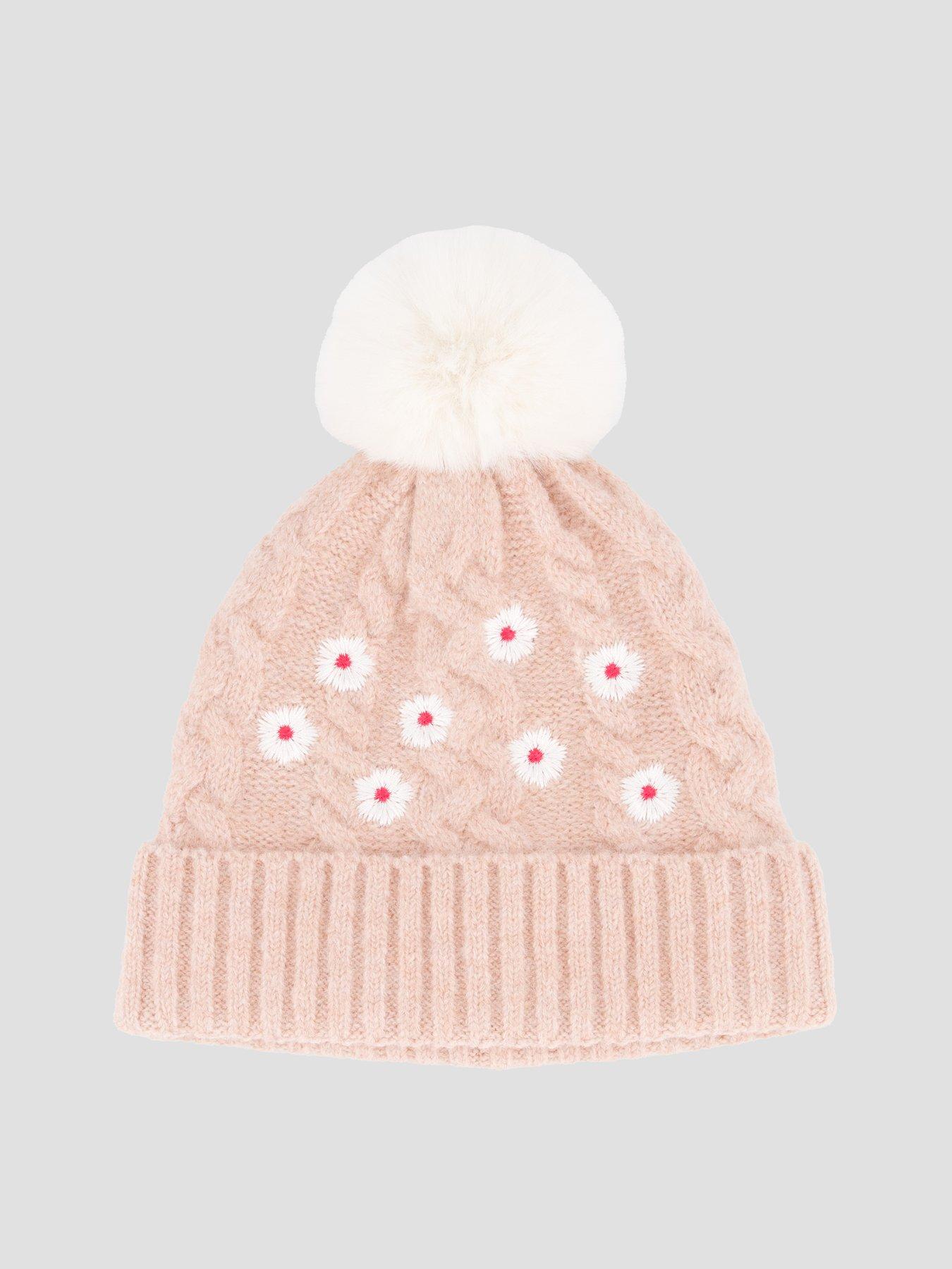 Image 2 of 4 of The Very Collection Girls Embroidered 3 Piece Hat Set (1 Years - 5 Years) - Pink