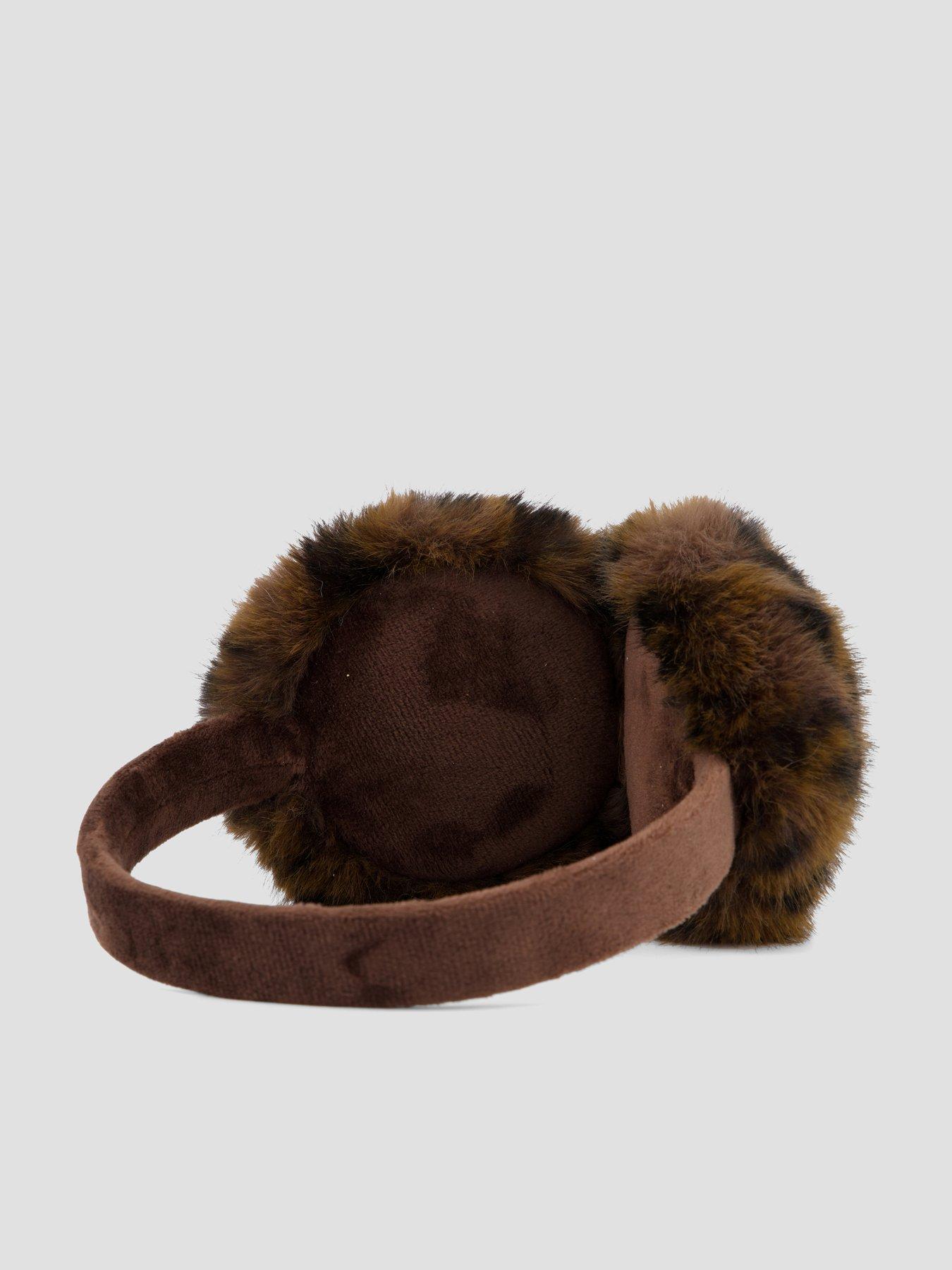 Image 2 of 5 of The Very Collection Girls Leopard Print Fluffy Ear Muffs - Brown