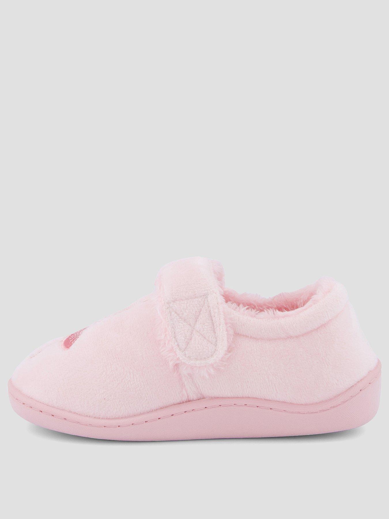 Image 2 of 7 of The Very Collection Girls Embroidered Touch-and-Close Cosy Slippers - Pink