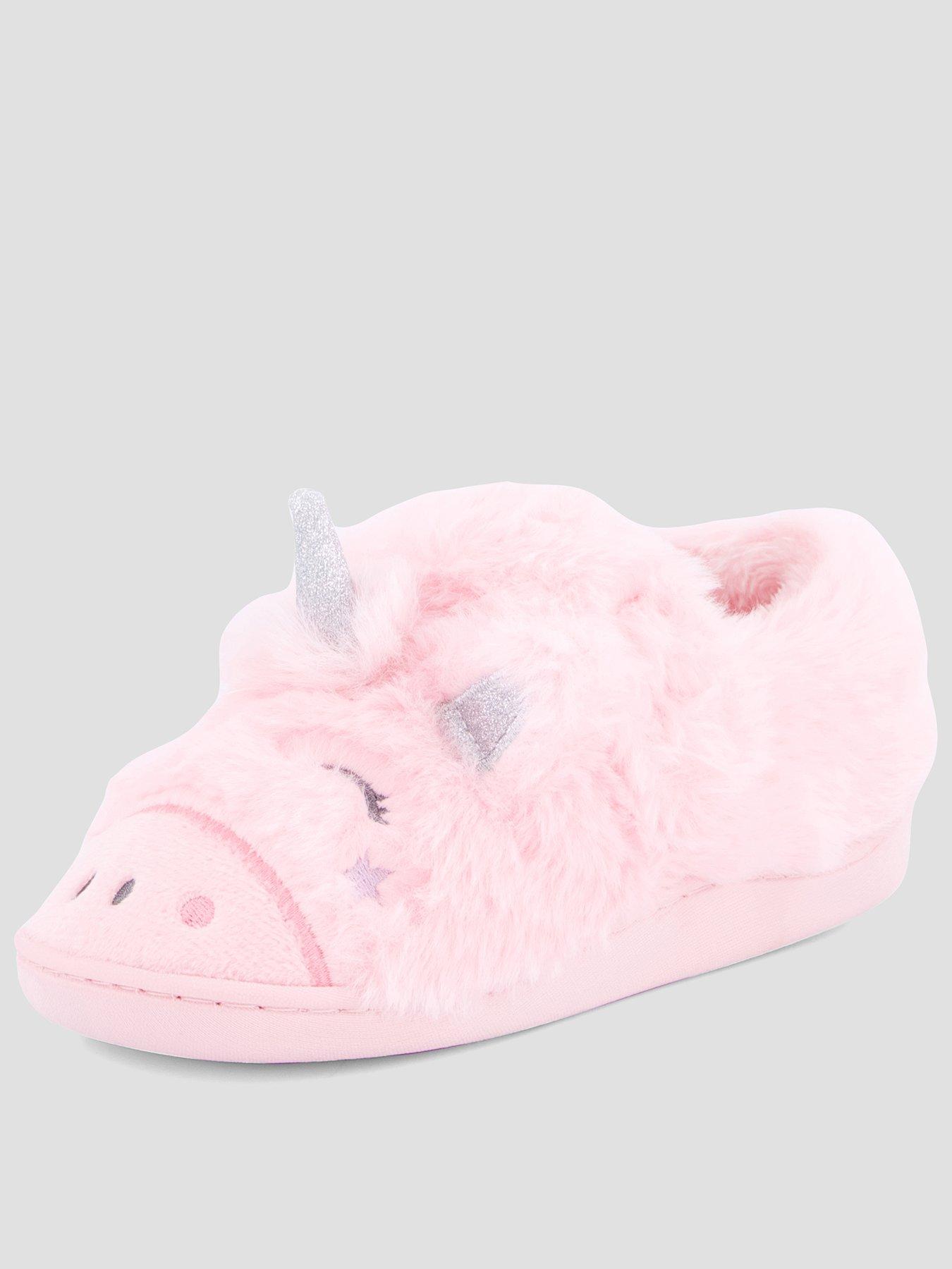 Image 1 of 7 of The Very Collection Girls 3d Unicorn Velcro Slipper