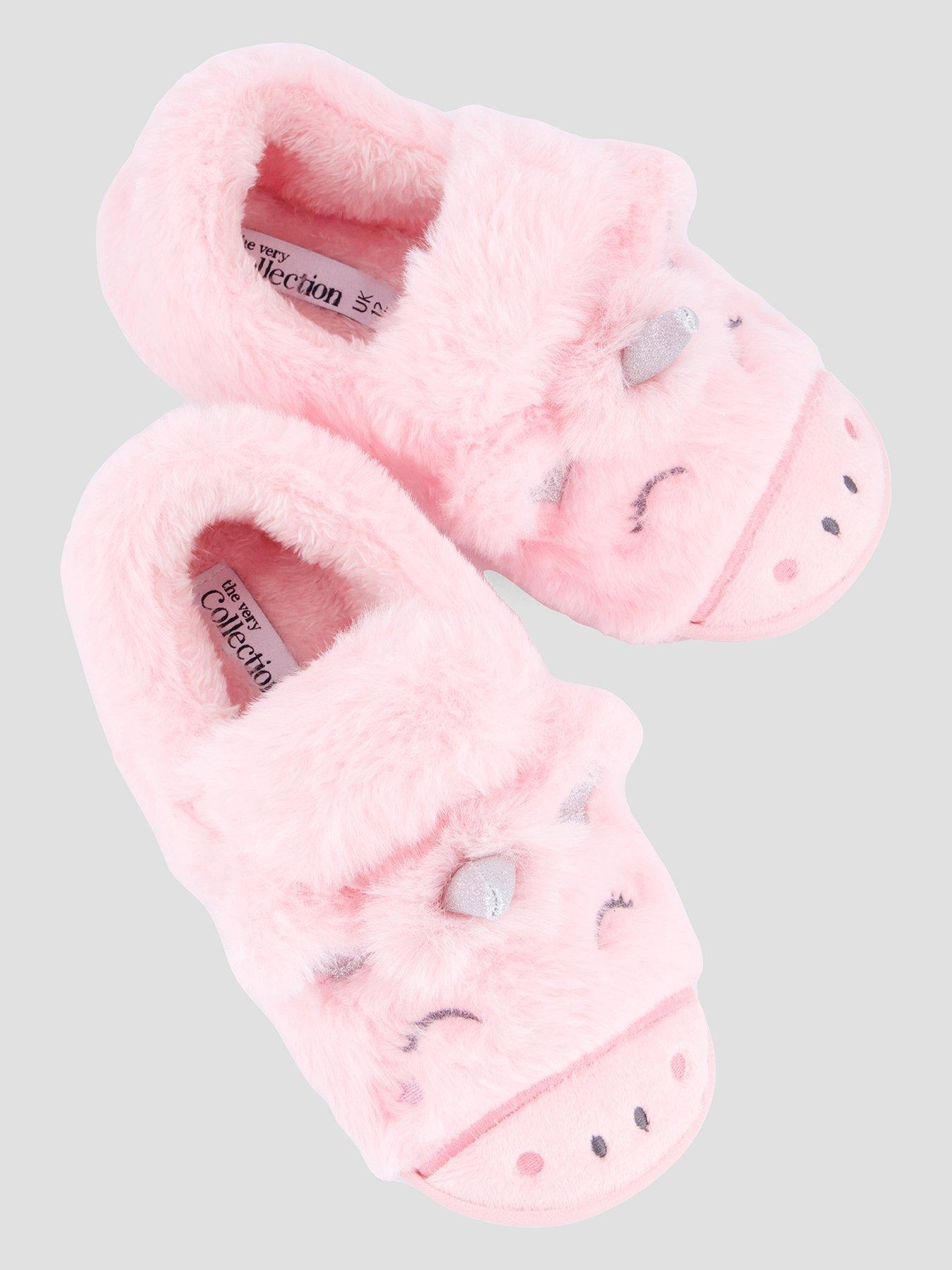 Image 3 of 7 of The Very Collection Girls 3d Unicorn Velcro Slipper