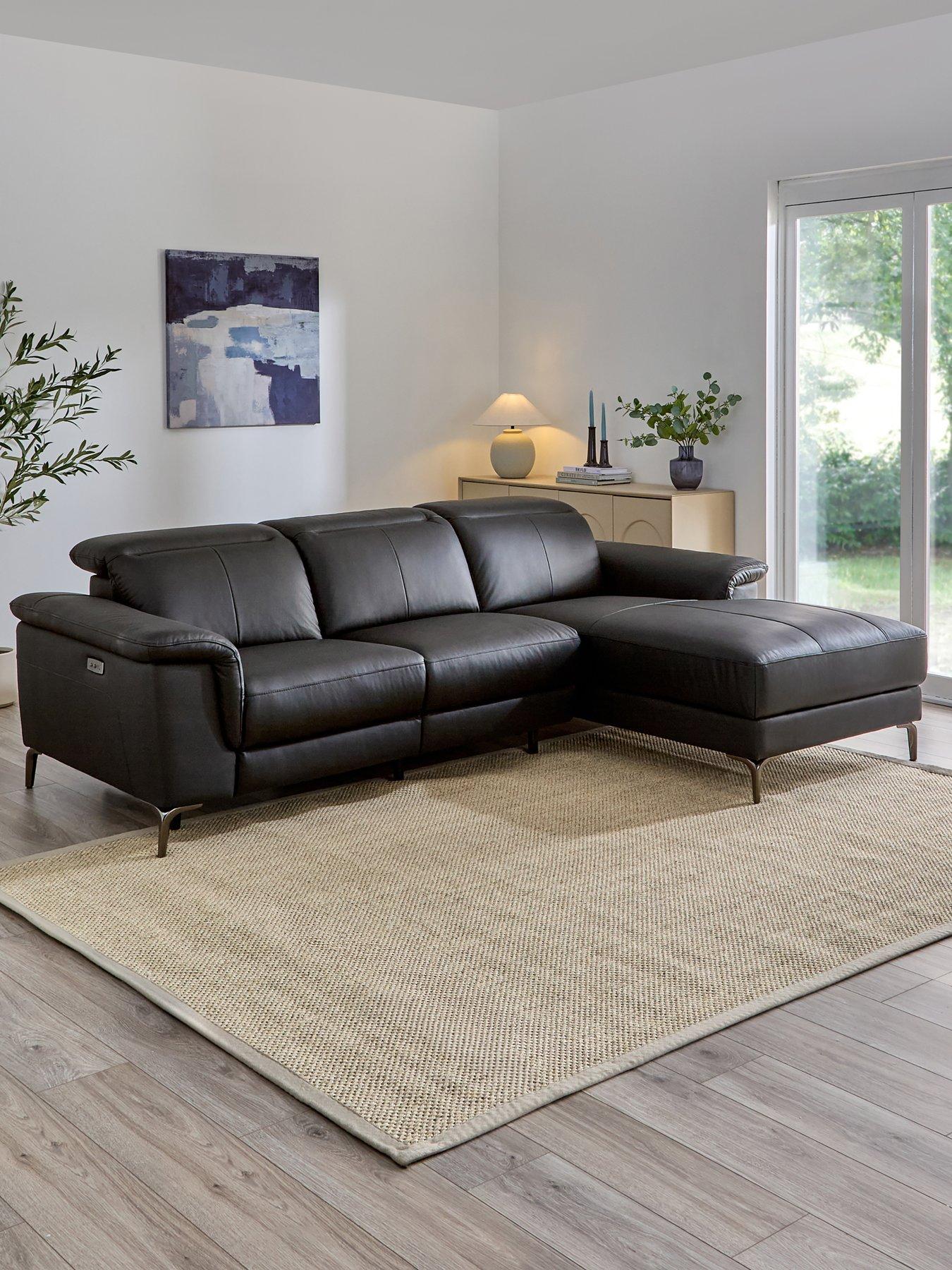 Image 1 of 8 of The Very Collection Lorenza Leather/Faux Leather Power Recliner Right Hand 3 Seater Chaise - FSC&reg; Certified