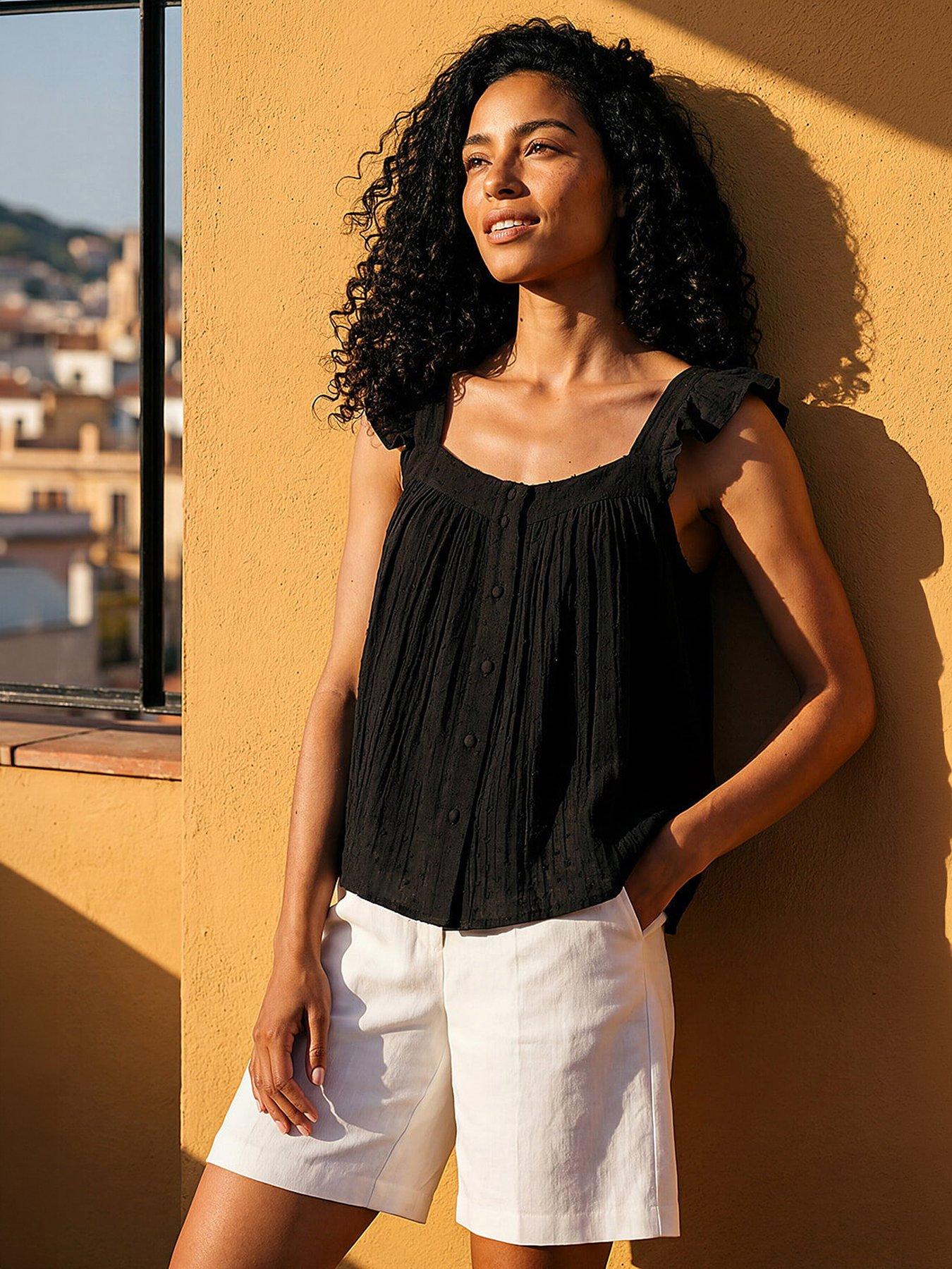 Image 2 of 5 of Roman Textured Frill Sleeve Cami Top