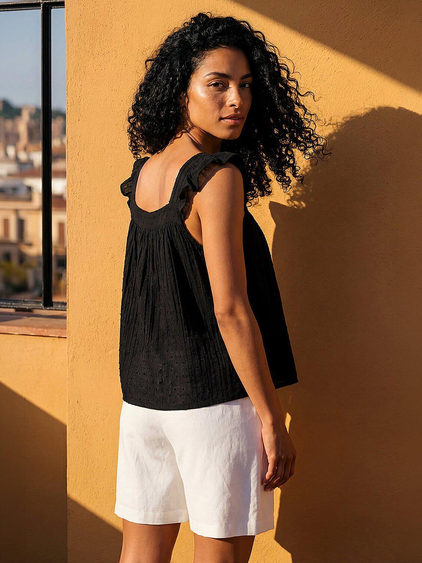 Image 3 of 5 of Roman Textured Frill Sleeve Cami Top