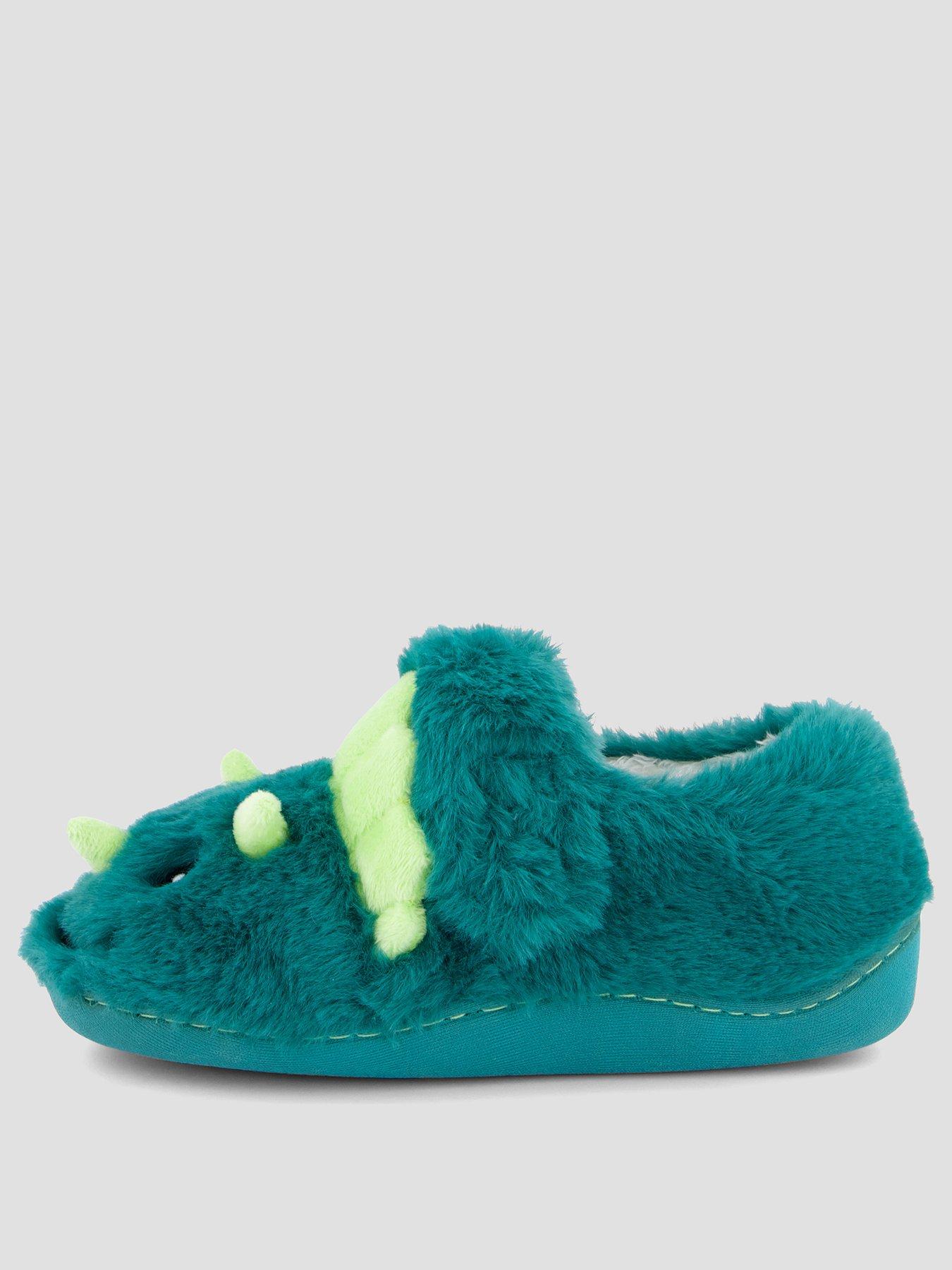 Image 2 of 7 of The Very Collection Boys 3D Dinosaur Touch Fastening Slippers - Green