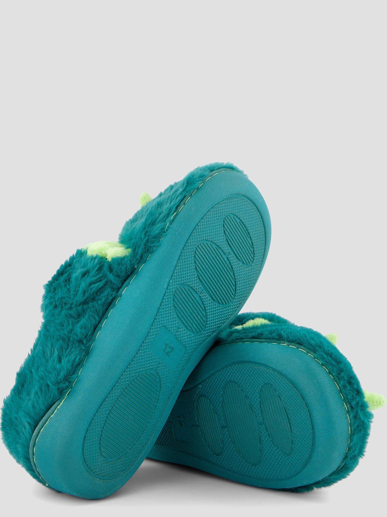 Image 4 of 7 of The Very Collection Boys 3D Dinosaur Touch Fastening Slippers - Green