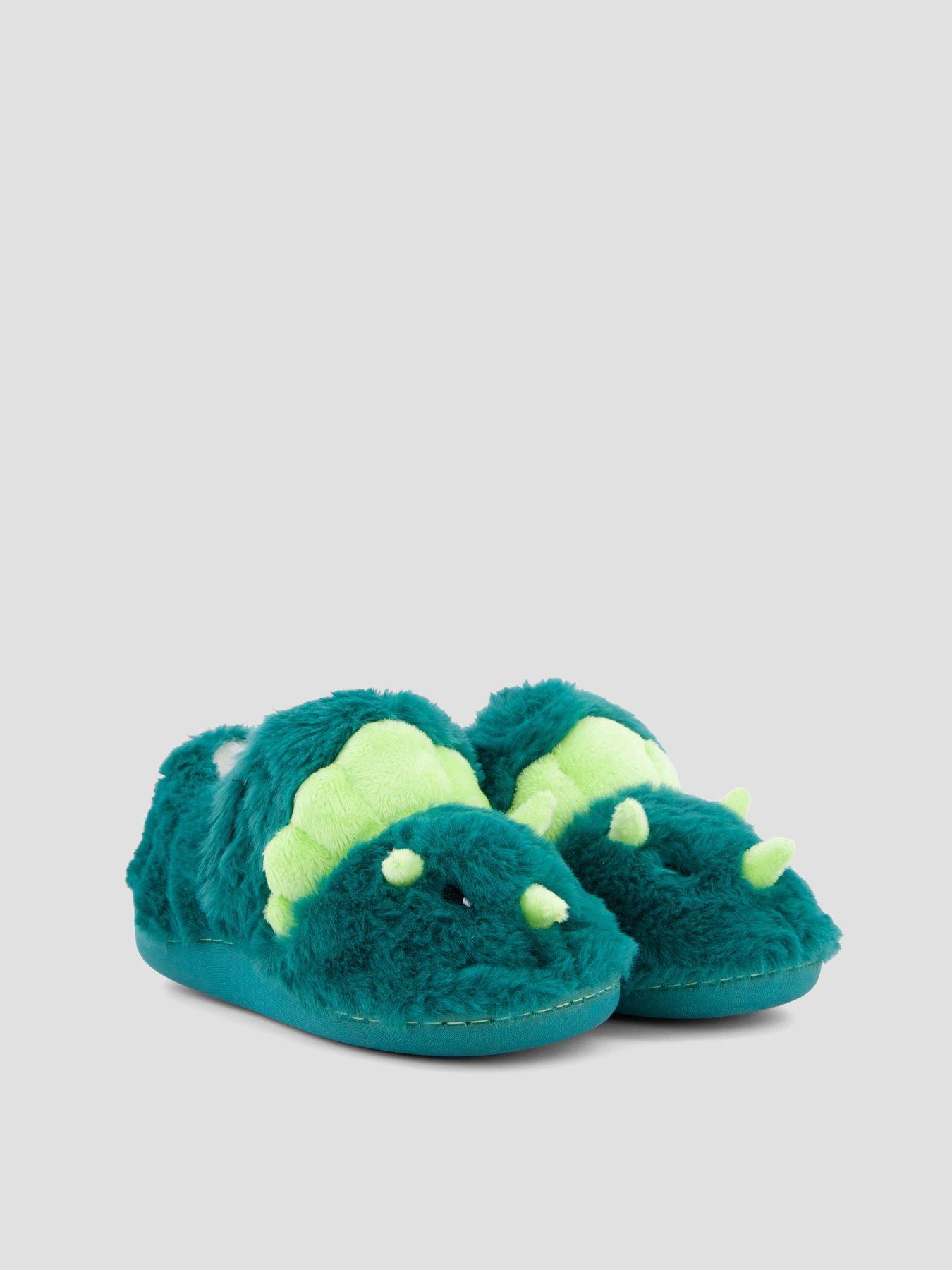 Image 6 of 7 of The Very Collection Boys 3D Dinosaur Touch Fastening Slippers - Green