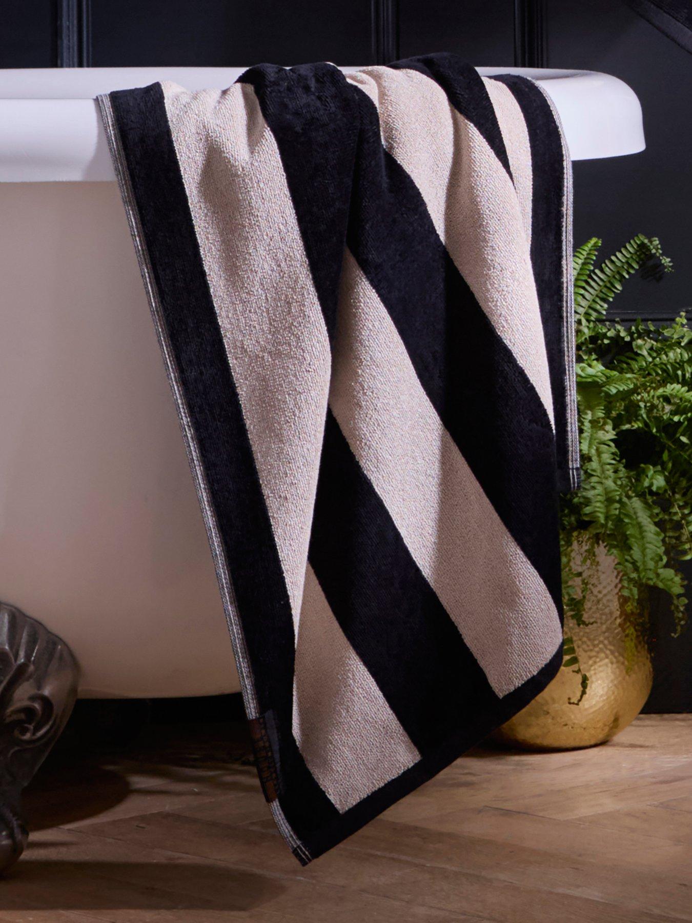 Image 1 of 4 of Laurence Llewelyn-Bowen Festivo Stripe Towel Collection Black