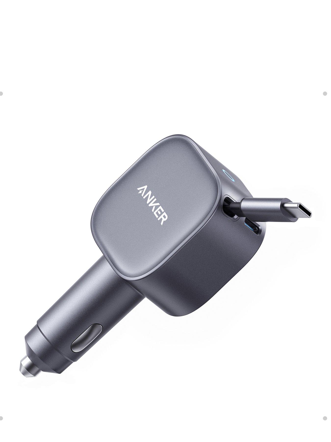 Anker Anker Nano Car Charger, 75W Fast Charging with Retractable USB-C Cable, Grey