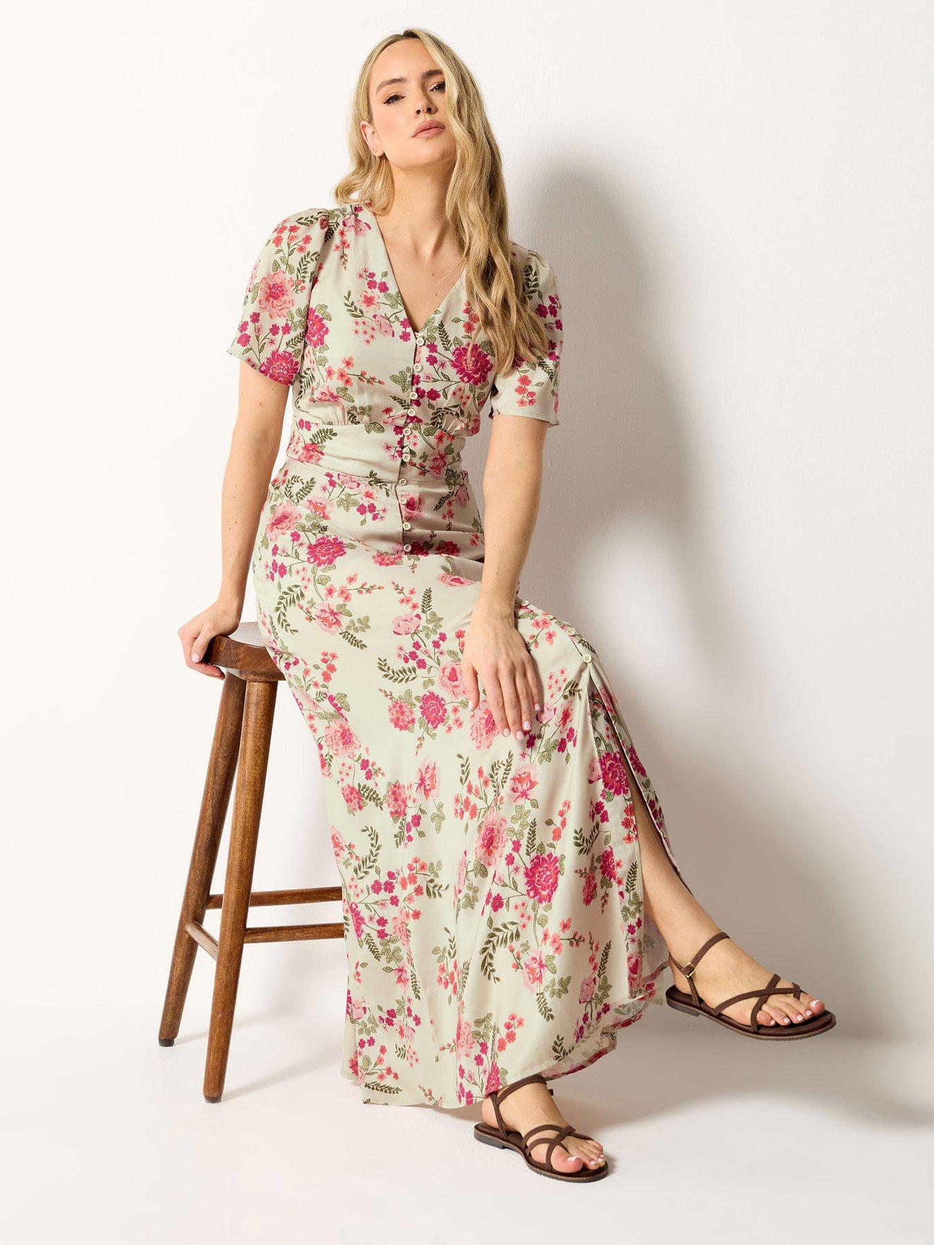 Image 3 of 4 of Long Tall Sally Tall Floral Satin Tea Maxi Dress