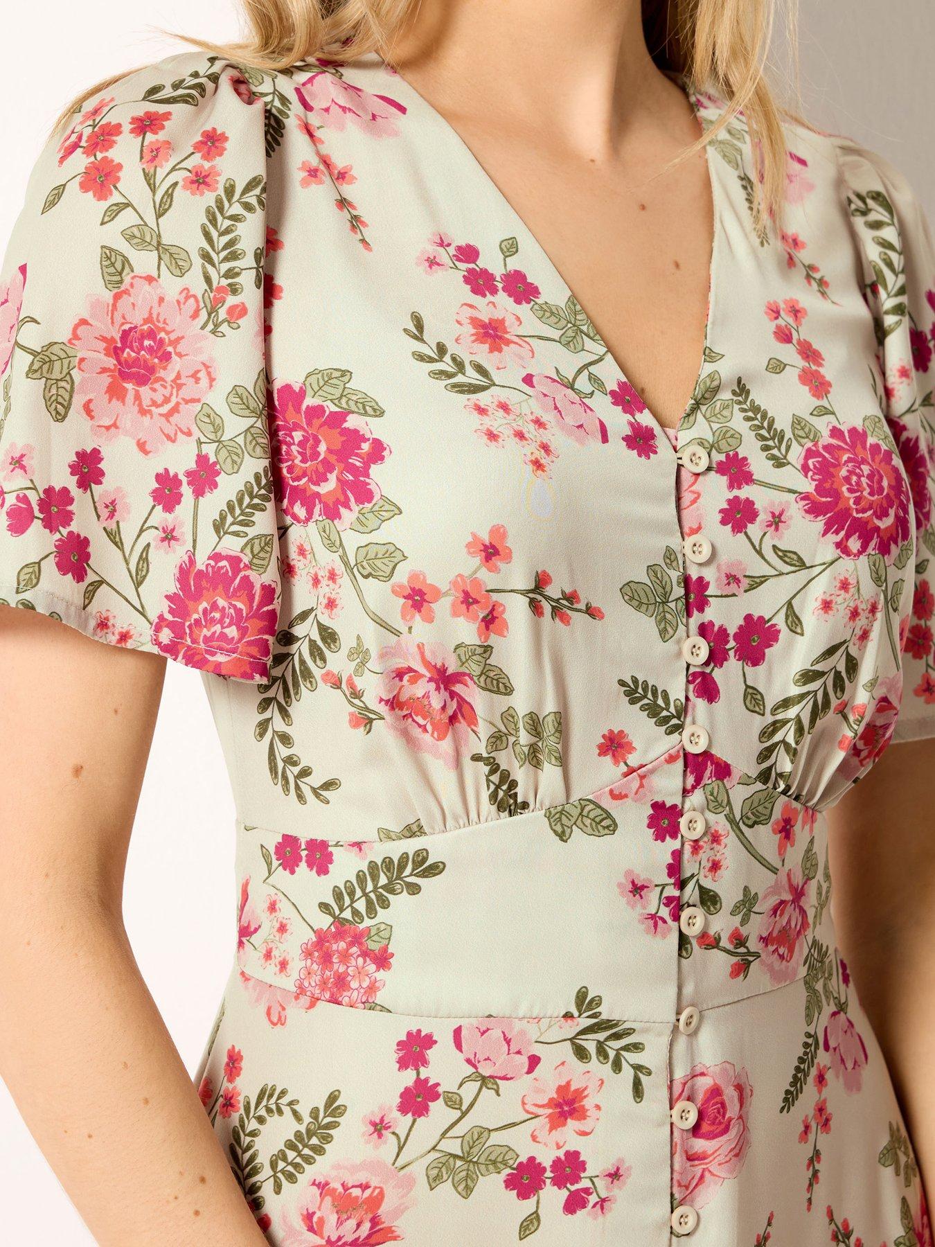 Image 4 of 4 of Long Tall Sally Tall Floral Satin Tea Maxi Dress