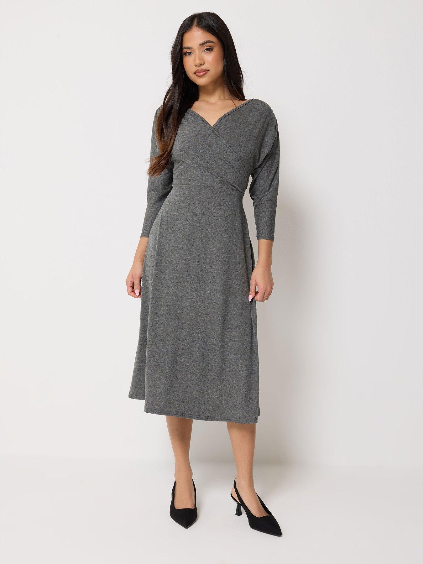 PixieGirl Petite 3/4 Wrap Midi Dress