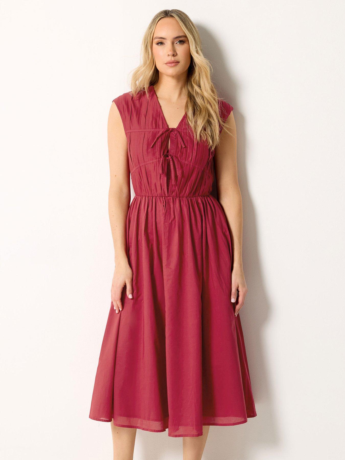 Long Tall Sally Tall Pleat Tie Front Midi Dress