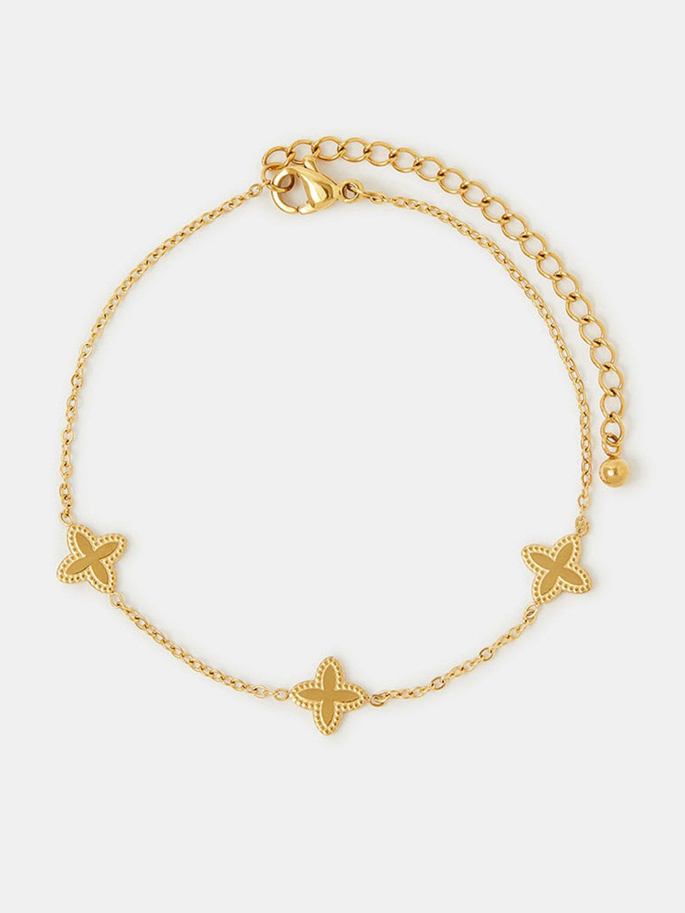 Accessorize Stainless Steel Clover Bracelet - Gold