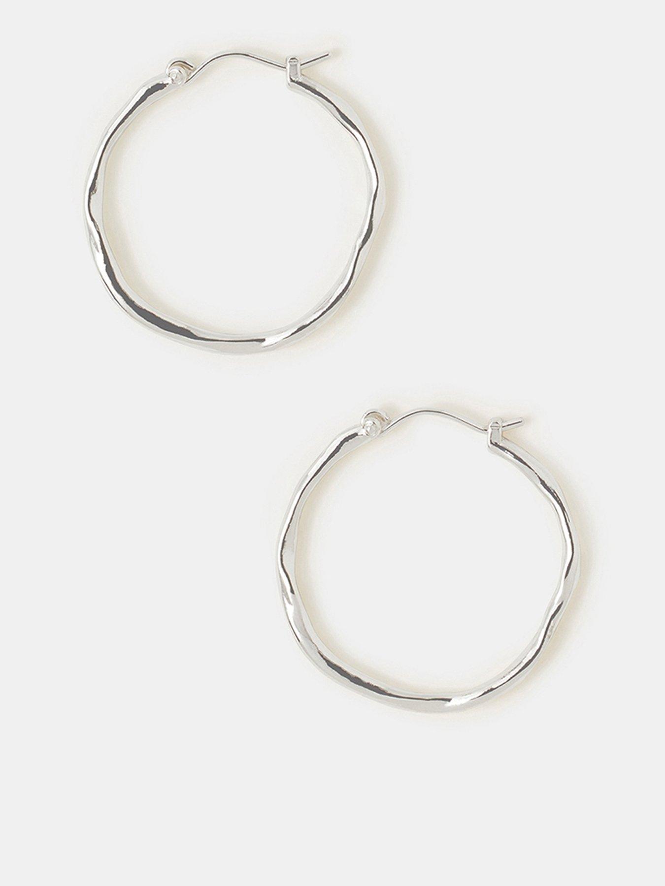 Accessorize Sterling Silver-plated Molten Hoop Earrings