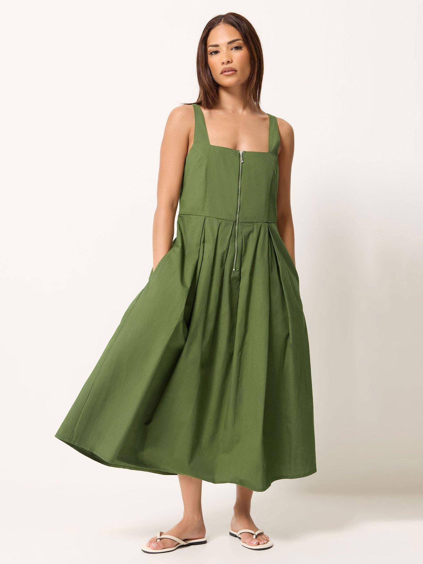 PixieGirl Petite Zip Front Midi Dress