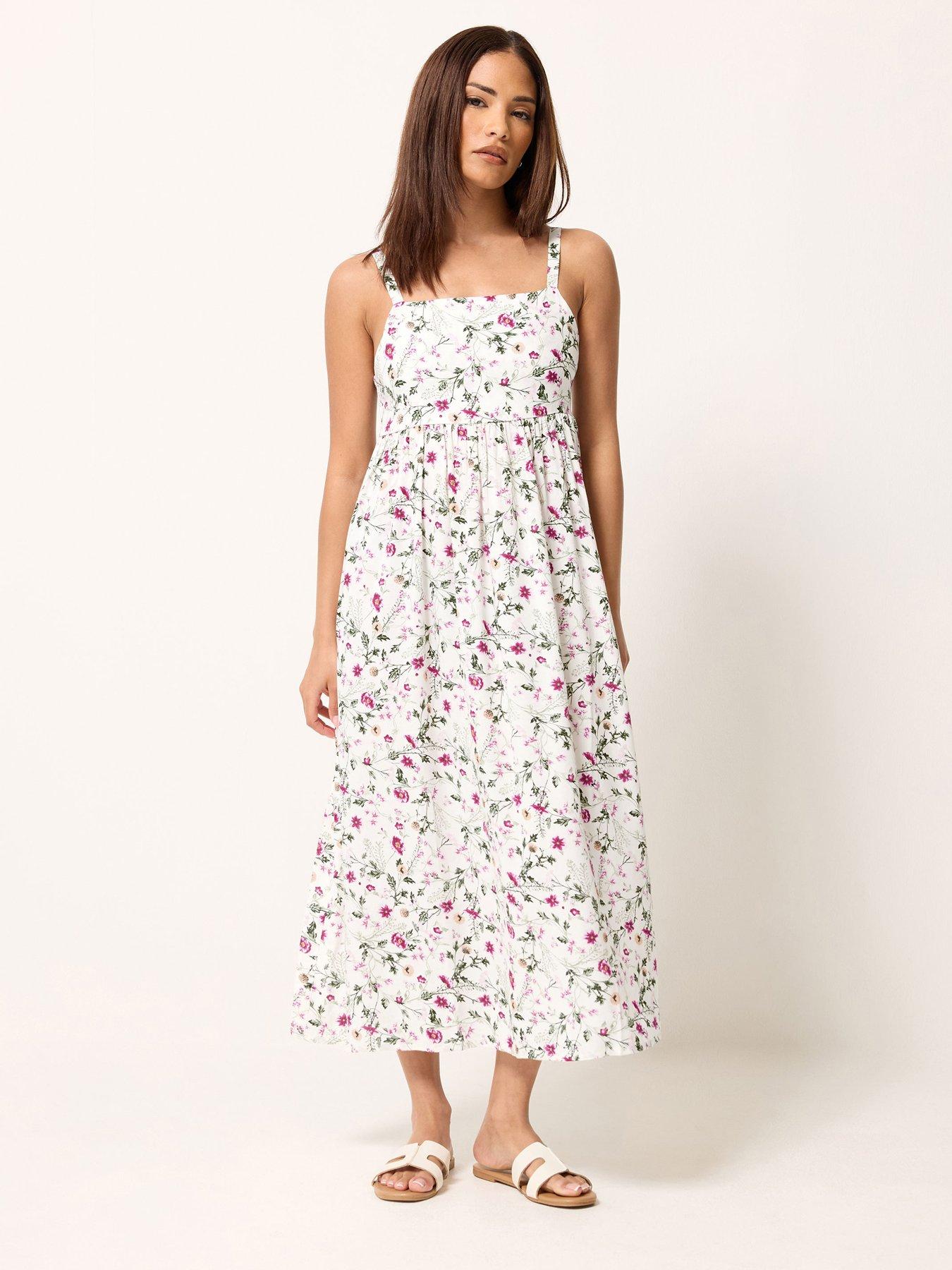 Image 3 of 4 of PixieGirl Petite Ditsy Print Midi Dress