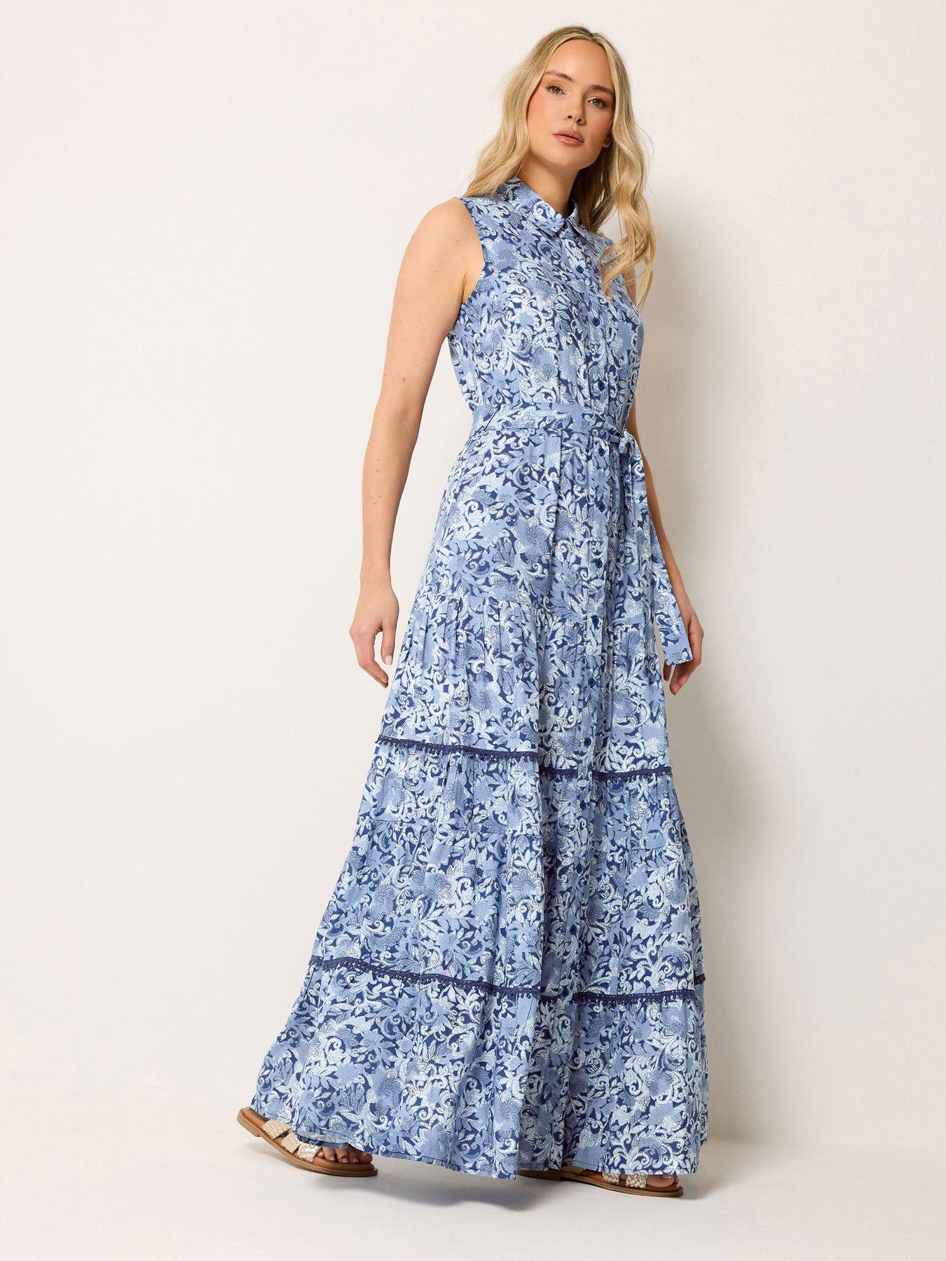 Long Tall Sally Tall Floral Belted Maxi Dress - Blue