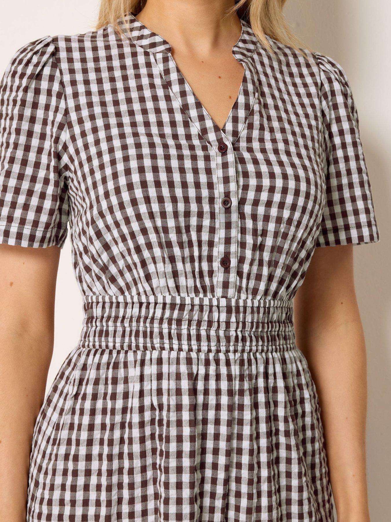 brown and white gingham maxi dress Reid Maxi Dress - Brown Gingham