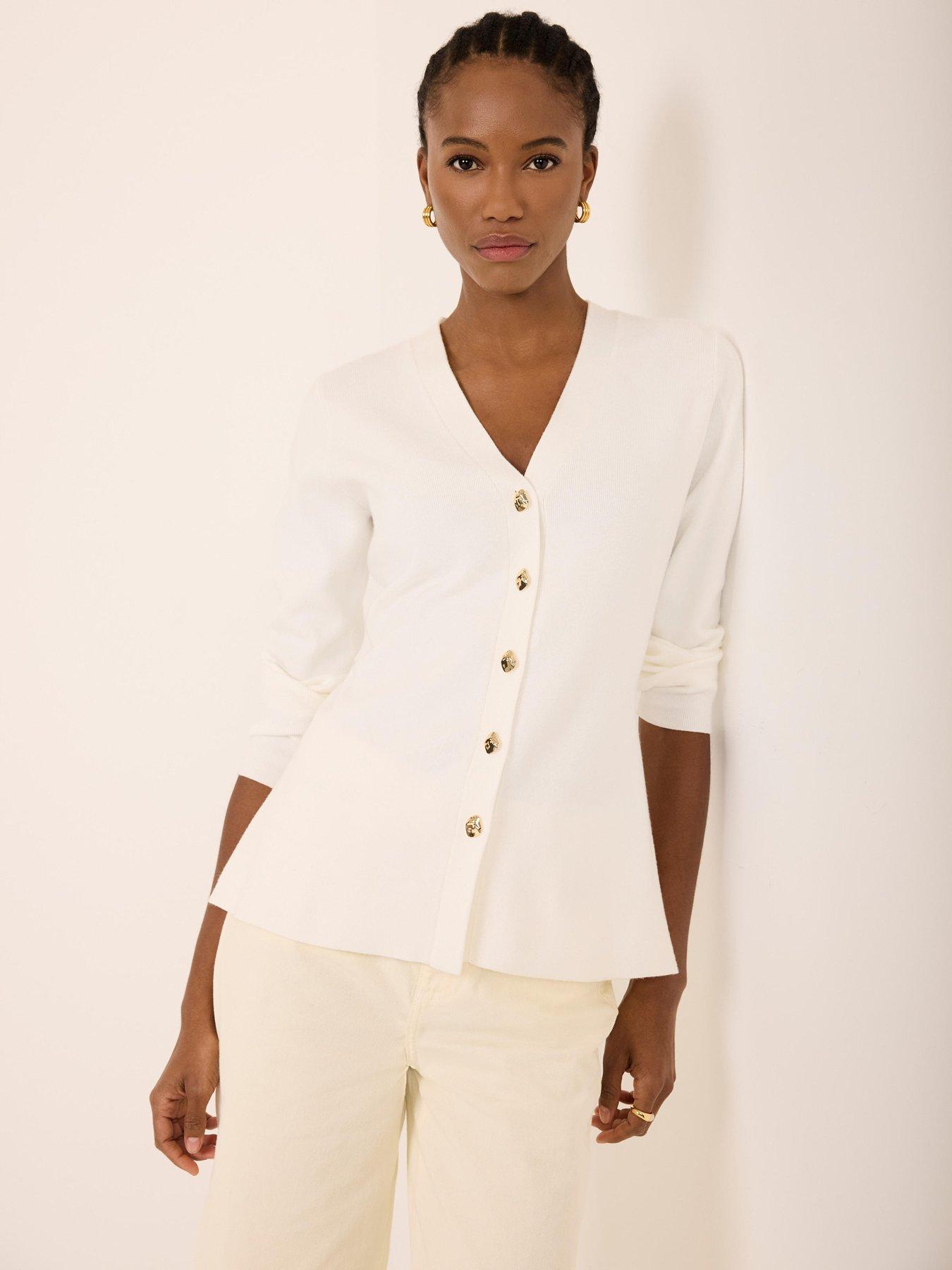 Mint Velvet Ivory V Neck Longline Cardigan