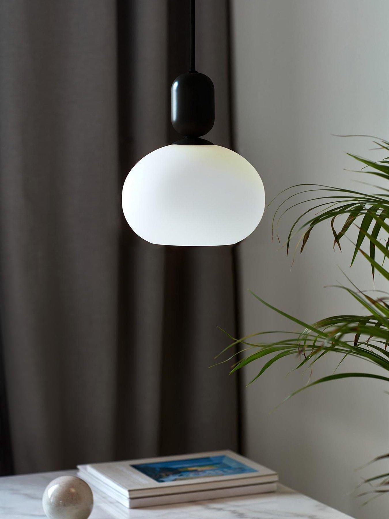Nordlux Notti Pendant Light - Black - Large Metal - Mouth-Blown Opal Glass - Image 5