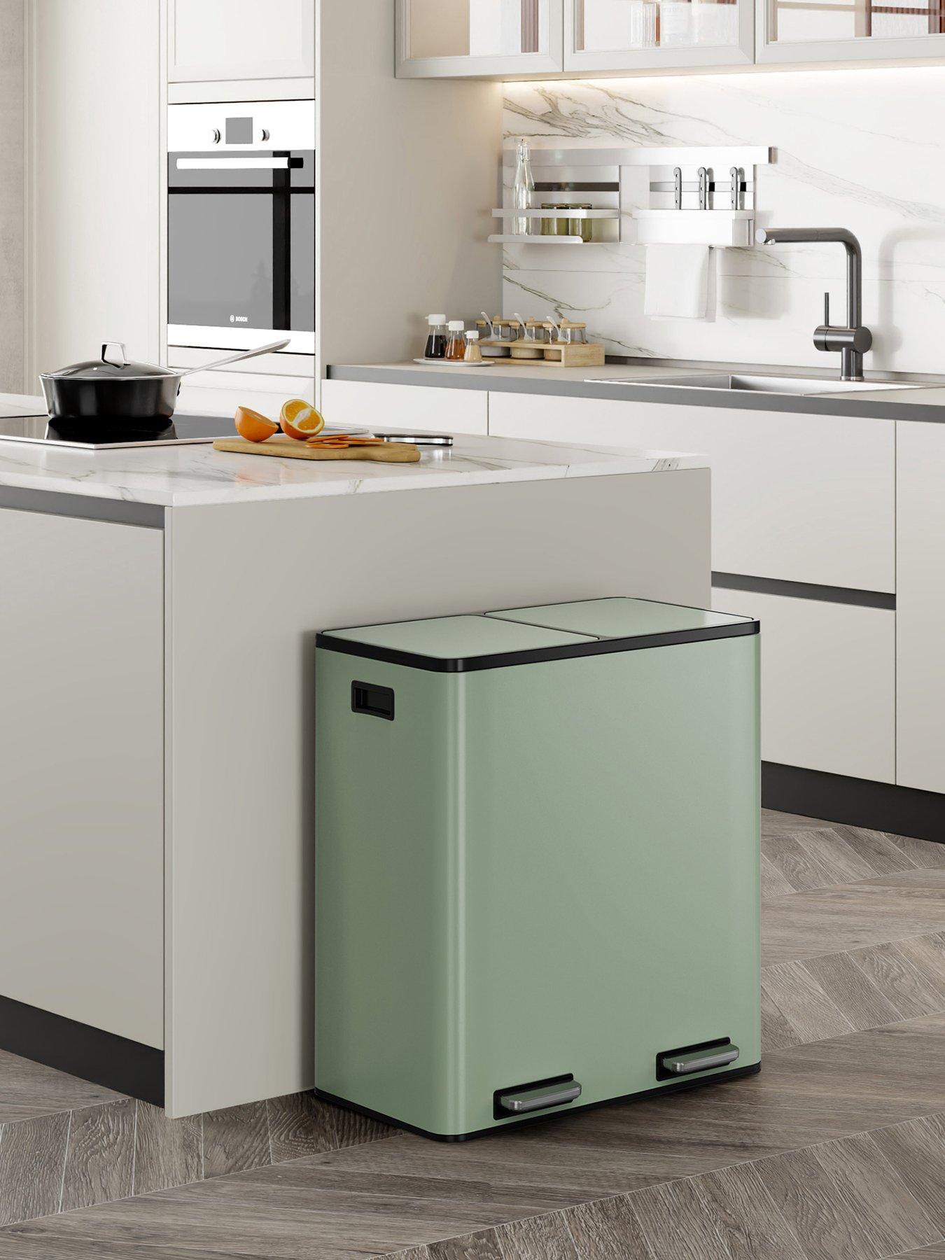 Vonhaus Matte Sage Green Double Bin