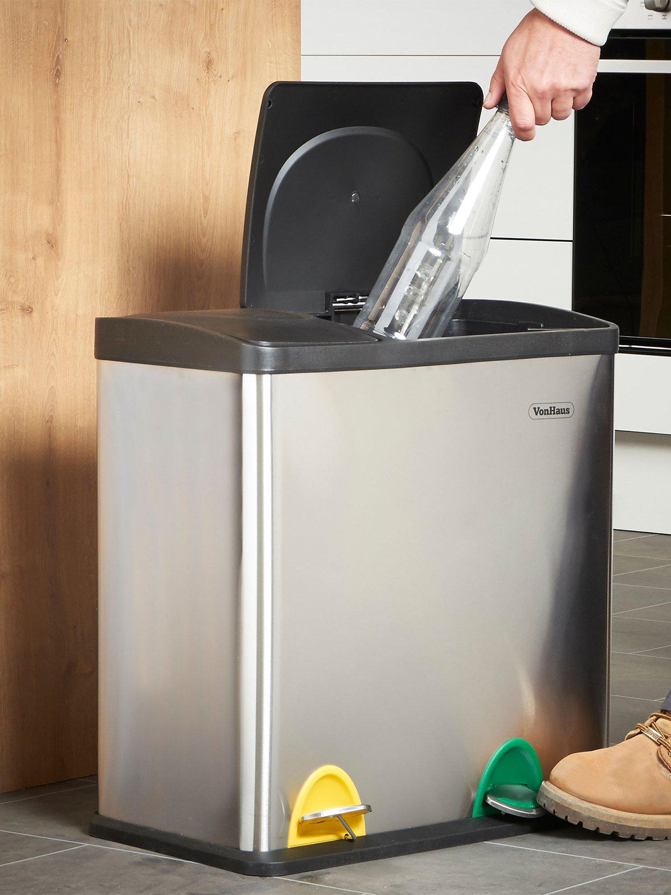 Vonhaus Double Compartment Pedal Recycling Bin - 36l