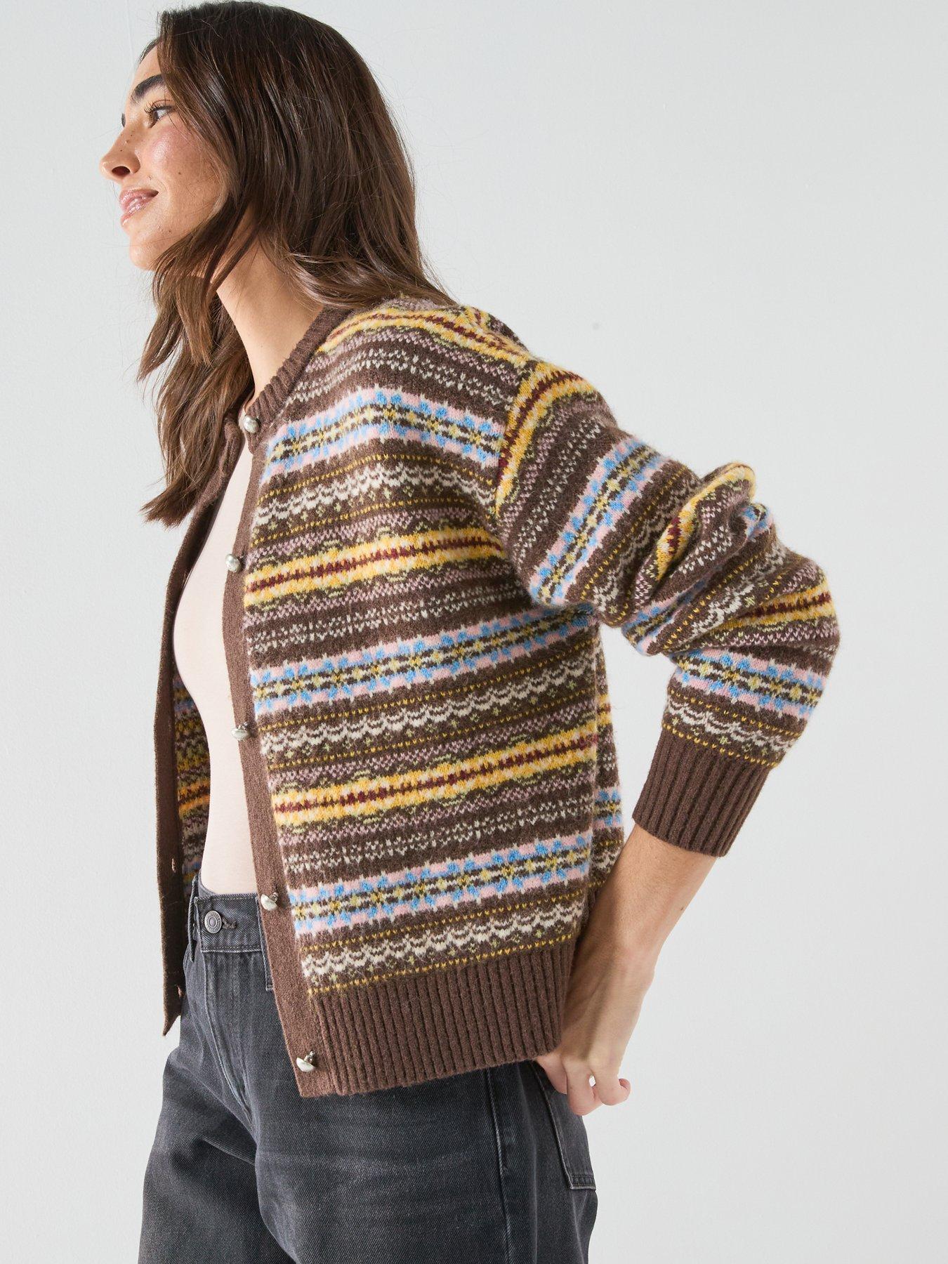 Image 5 of 6 of Levi's Charlotte Crewneck Knitted Cardigan - Lea Fairisle Java